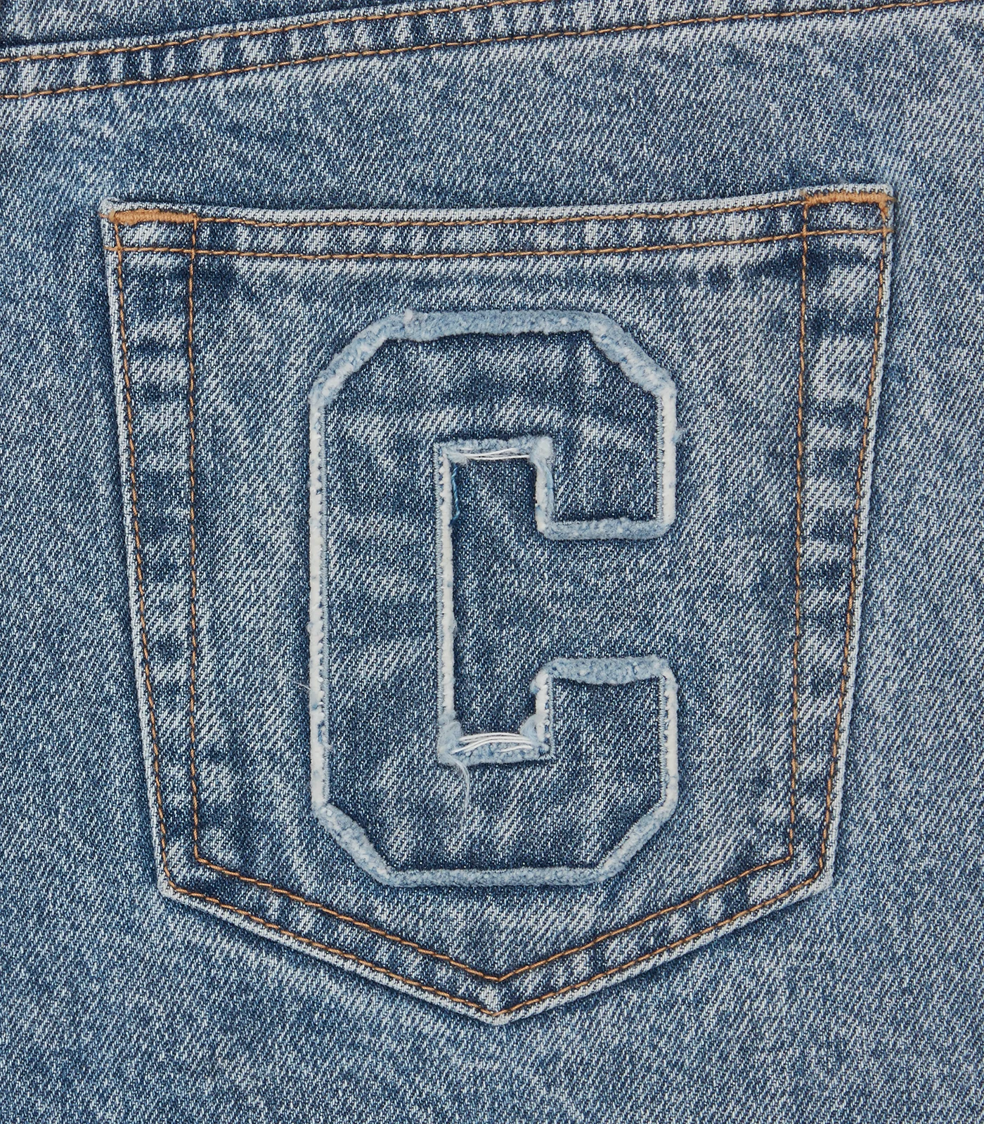 APPLIQUE RUNNING DOG DENIM PANTS - LIGHT WASH BLUE - Image 6