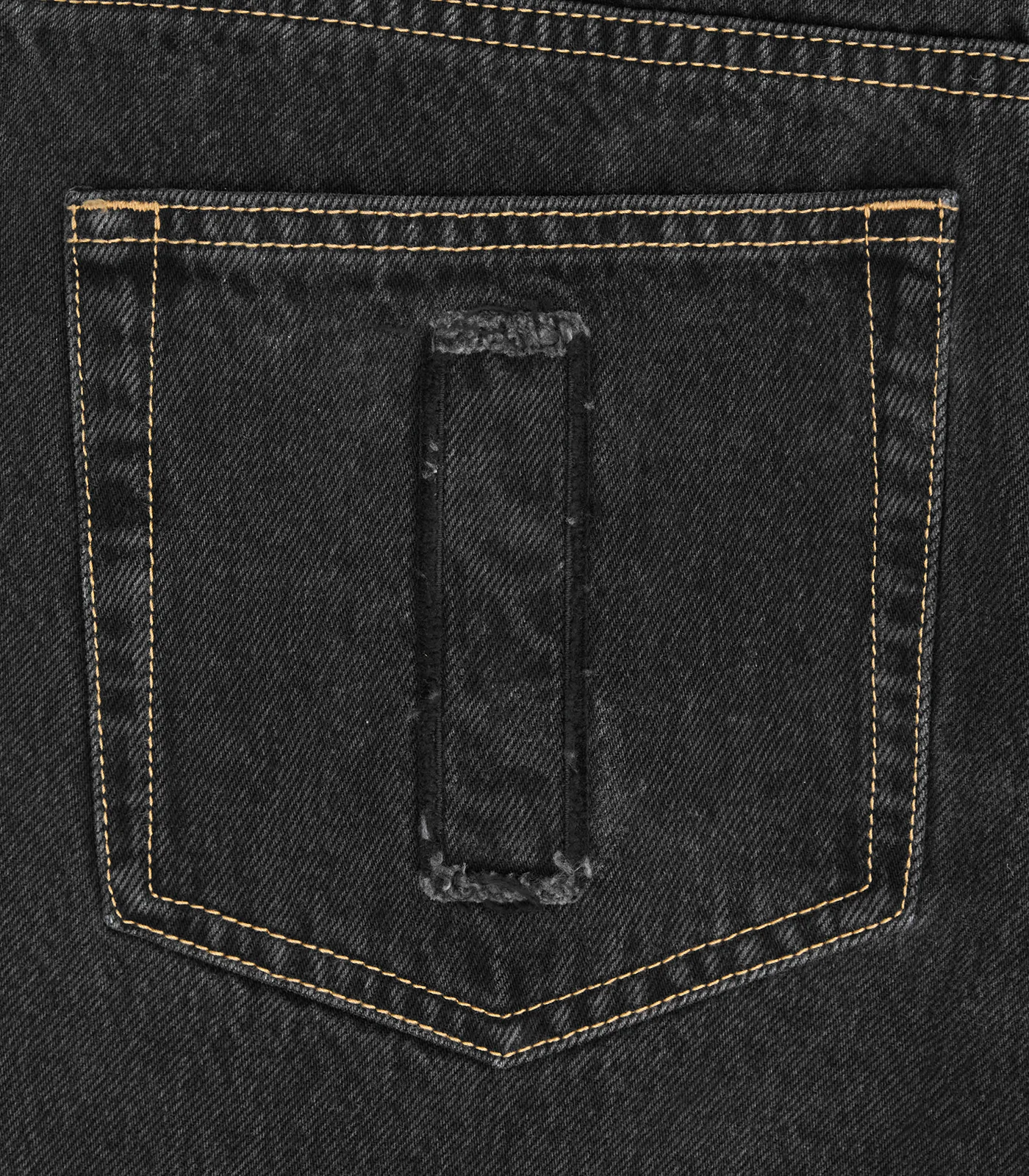 APPLIQUE RUNNING DOG DOUBLE SCOOP DENIM PANTS - BLACK - Image 7