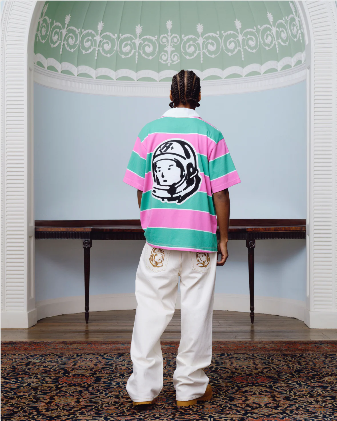 ASTRO S/S STRIPED RUGBY TOP - PINK/GREEN - Image 4