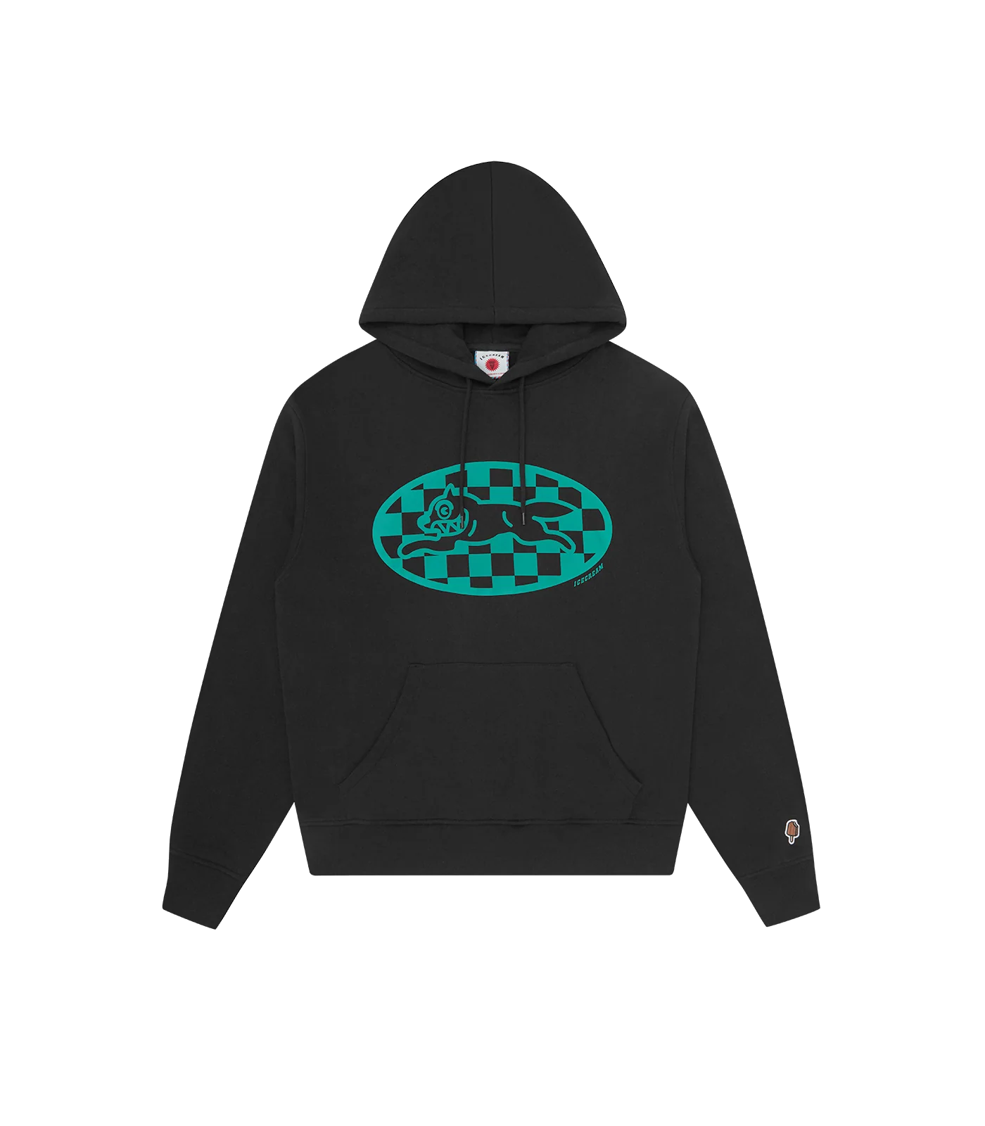CHECKER RUNNING DOG POPOVER HOOD - BLACK