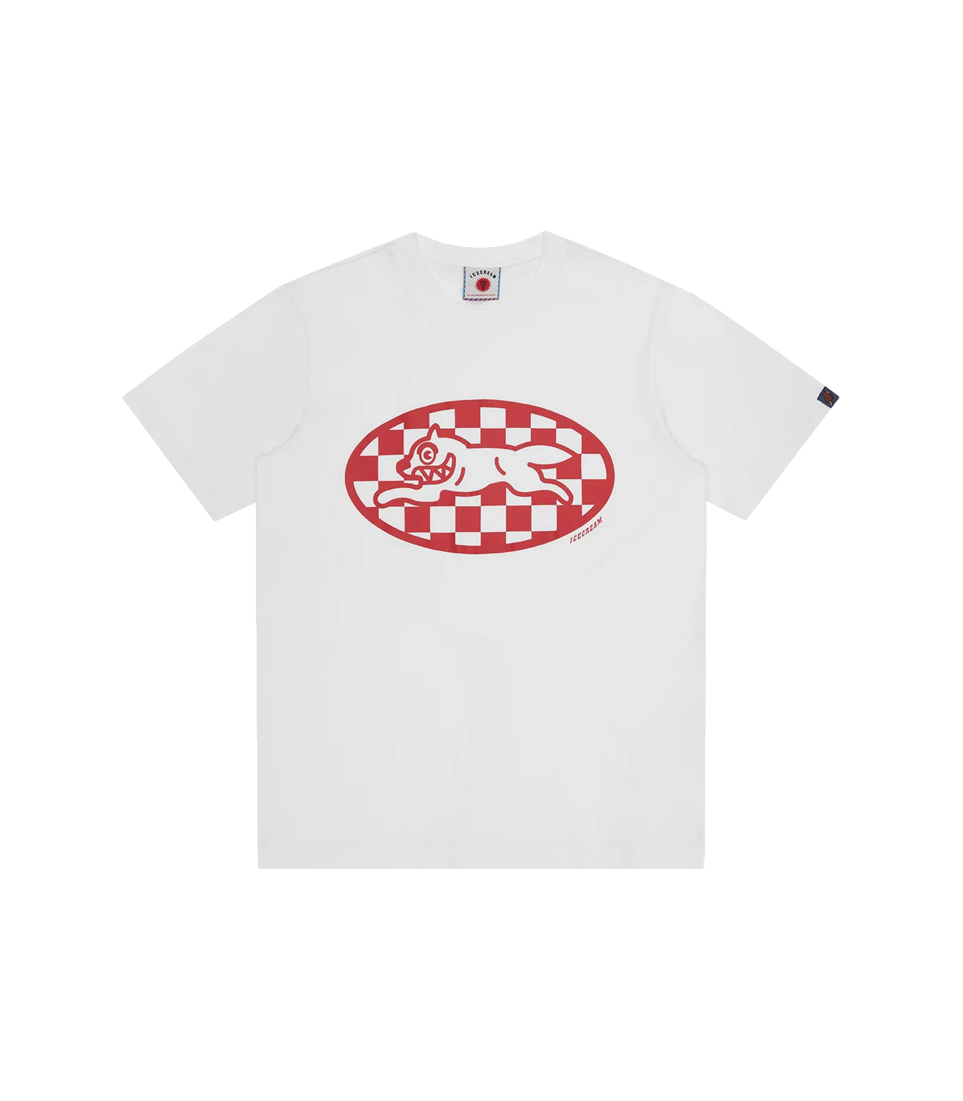 CHECKER RUNNING DOG T-SHIRT - WHITE