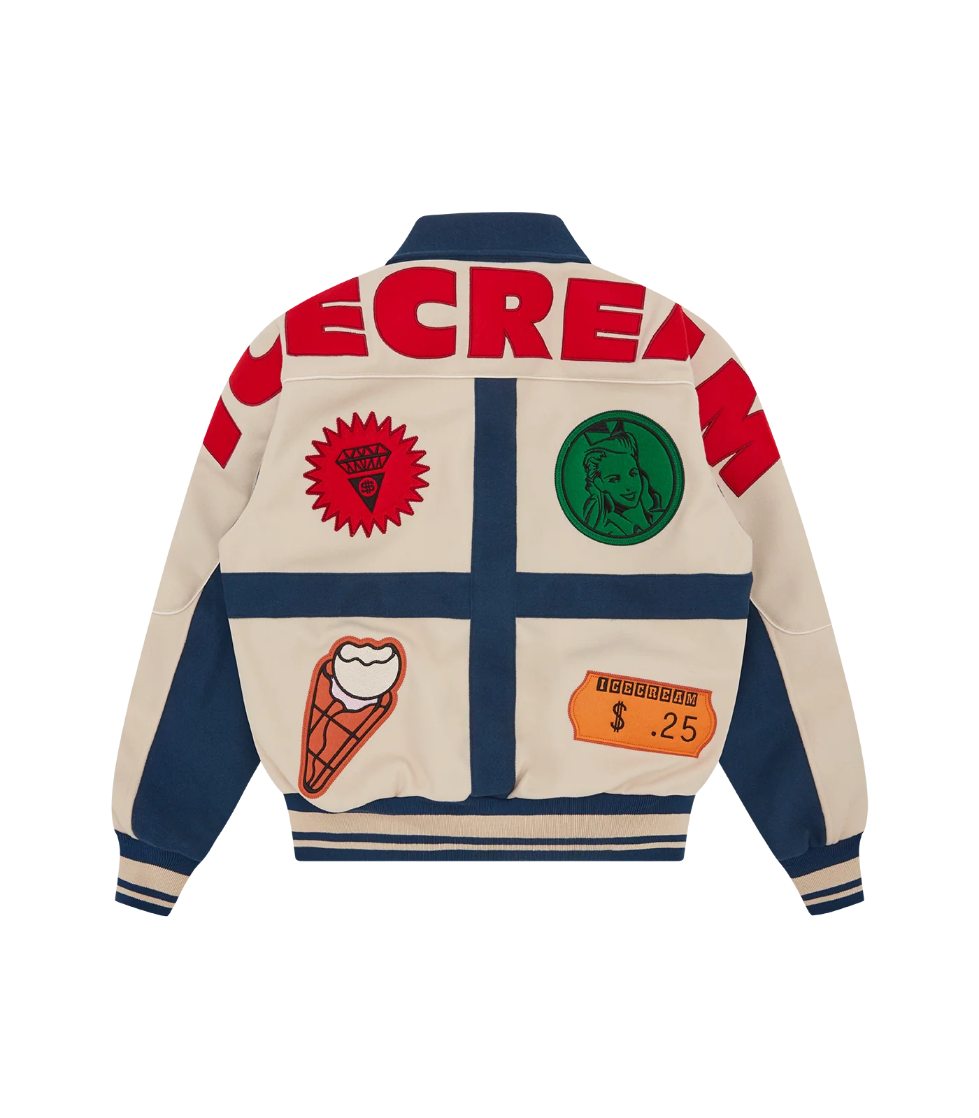 CHECKOUT VARSITY JACKET - ECRU/BLUE - Image 2