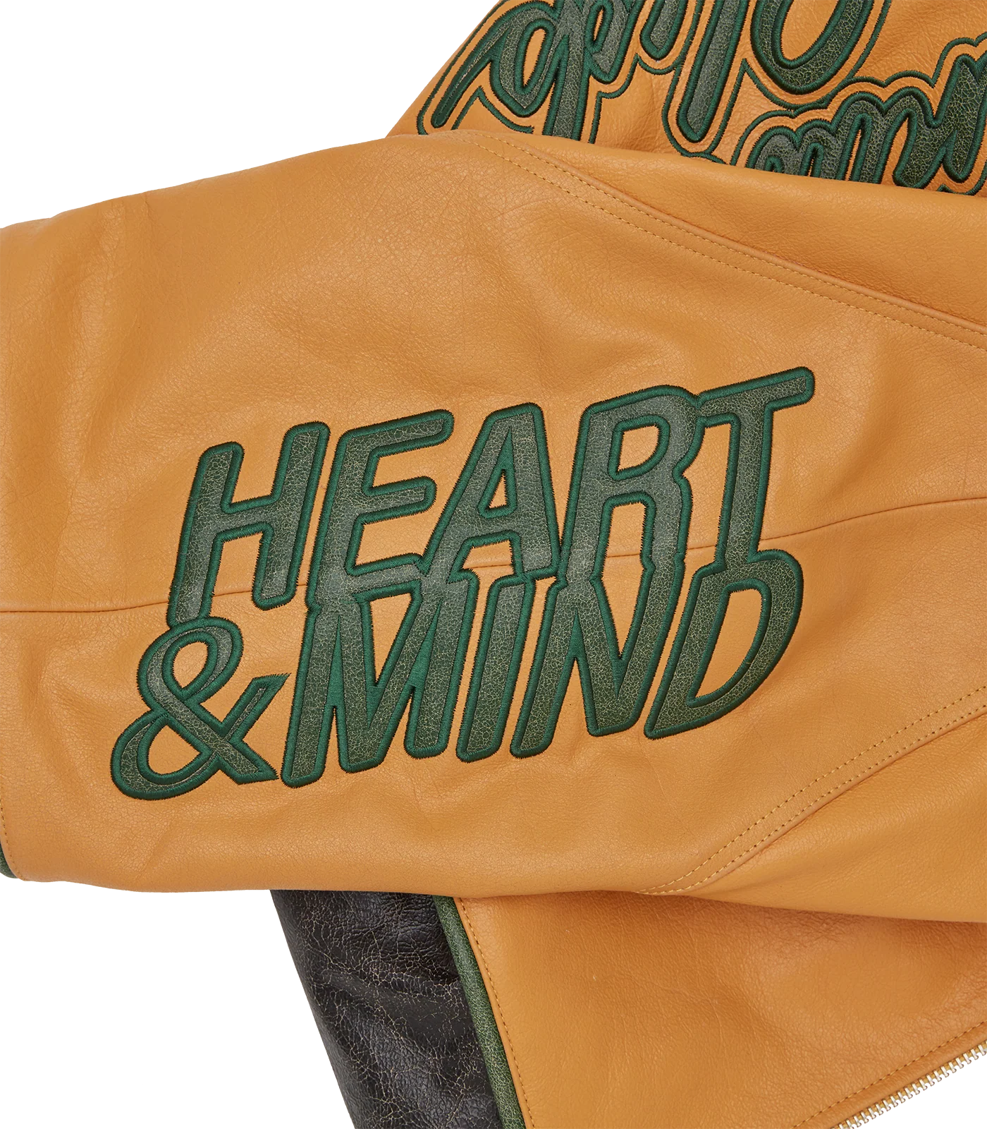 CLUB CRACKED LEATHER VARSITY JACKET - BLACK/YELLOW - Image 8
