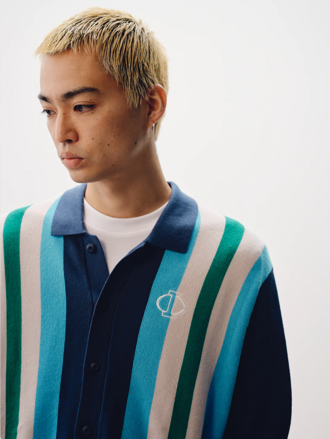 COLLARED KNITTED POLO SHIRT - NAVY - Image 3