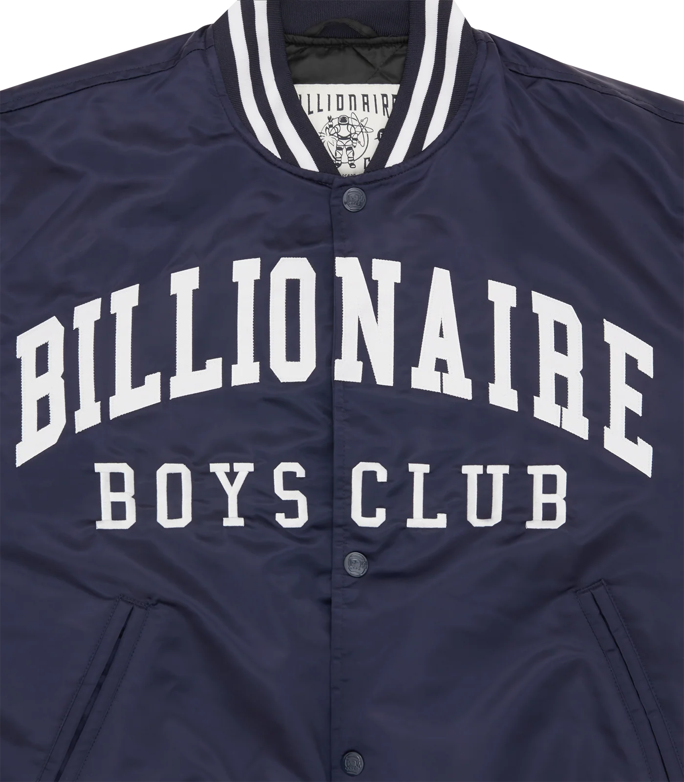 COLLEGE SATIN BOMBER JACKET - NAVY - Image 4