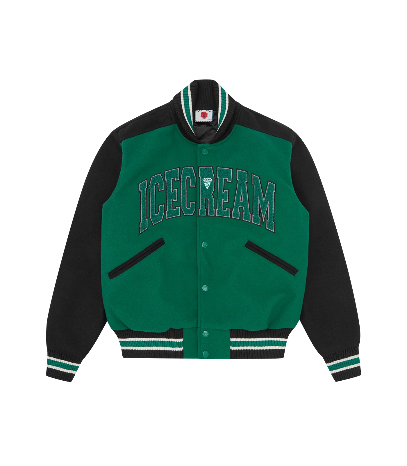 COLLEGE VARSITY JACKET - GREEN/BLACK