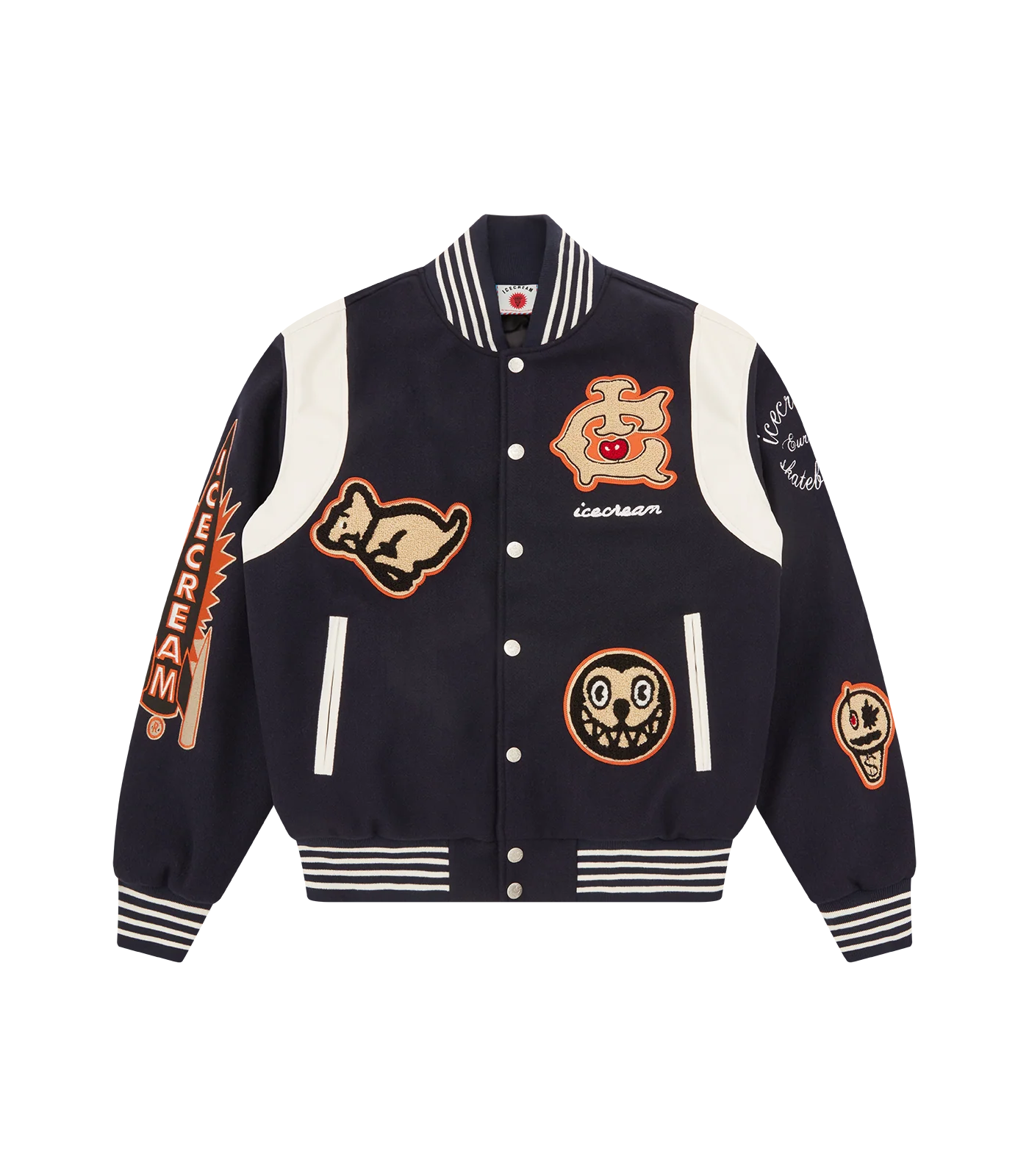 COLLEGIATE PATCH VARSITY JACKET - NAVY