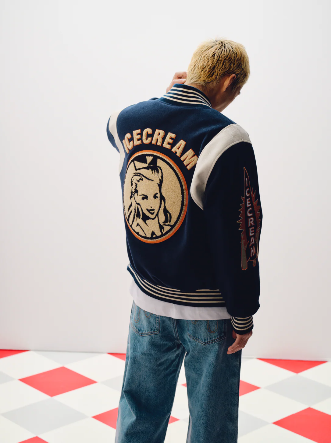 COLLEGIATE PATCH VARSITY JACKET - NAVY - Image 6