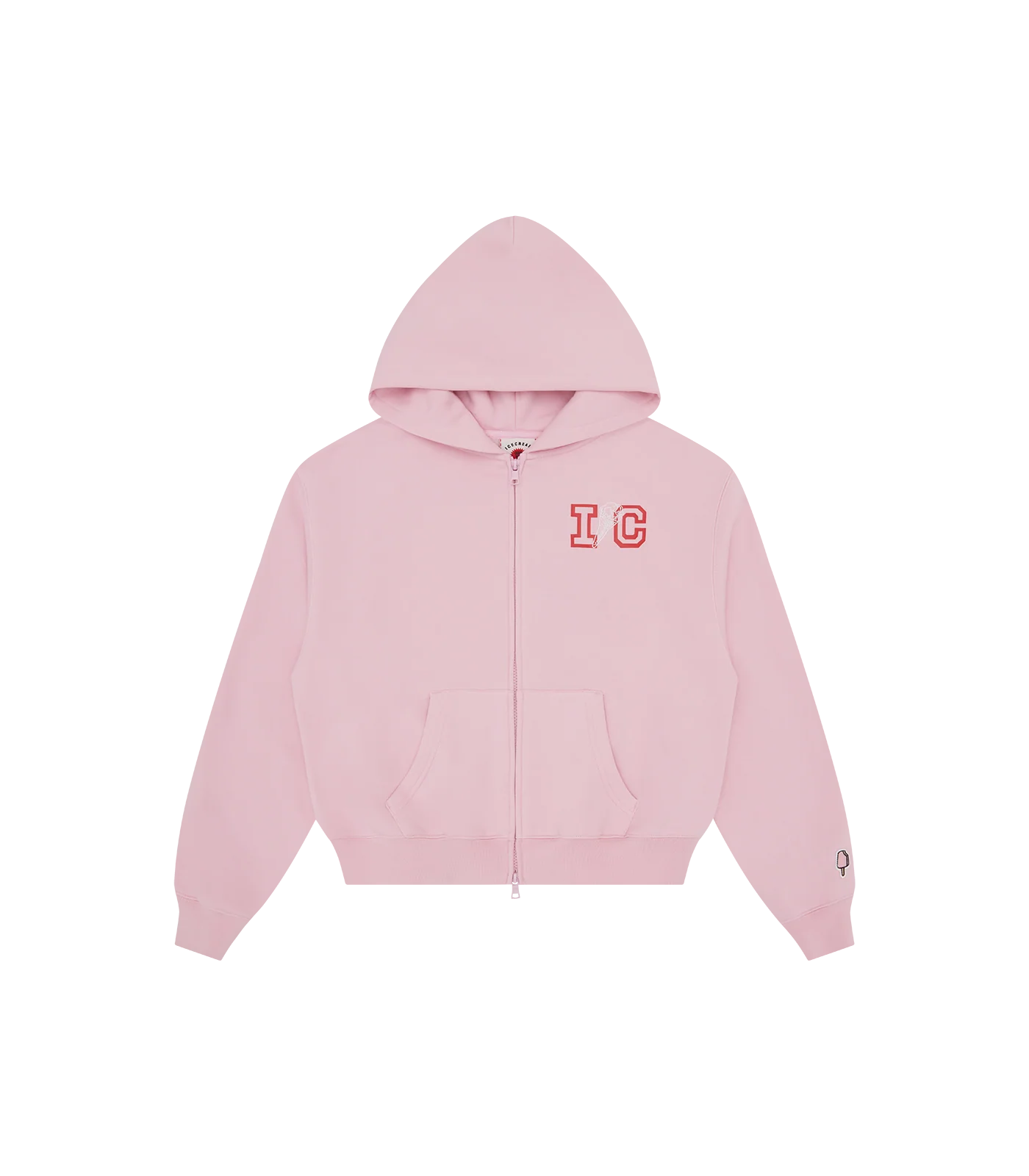 CONE CROPPED ZIP THROUGH HOOD - PINK