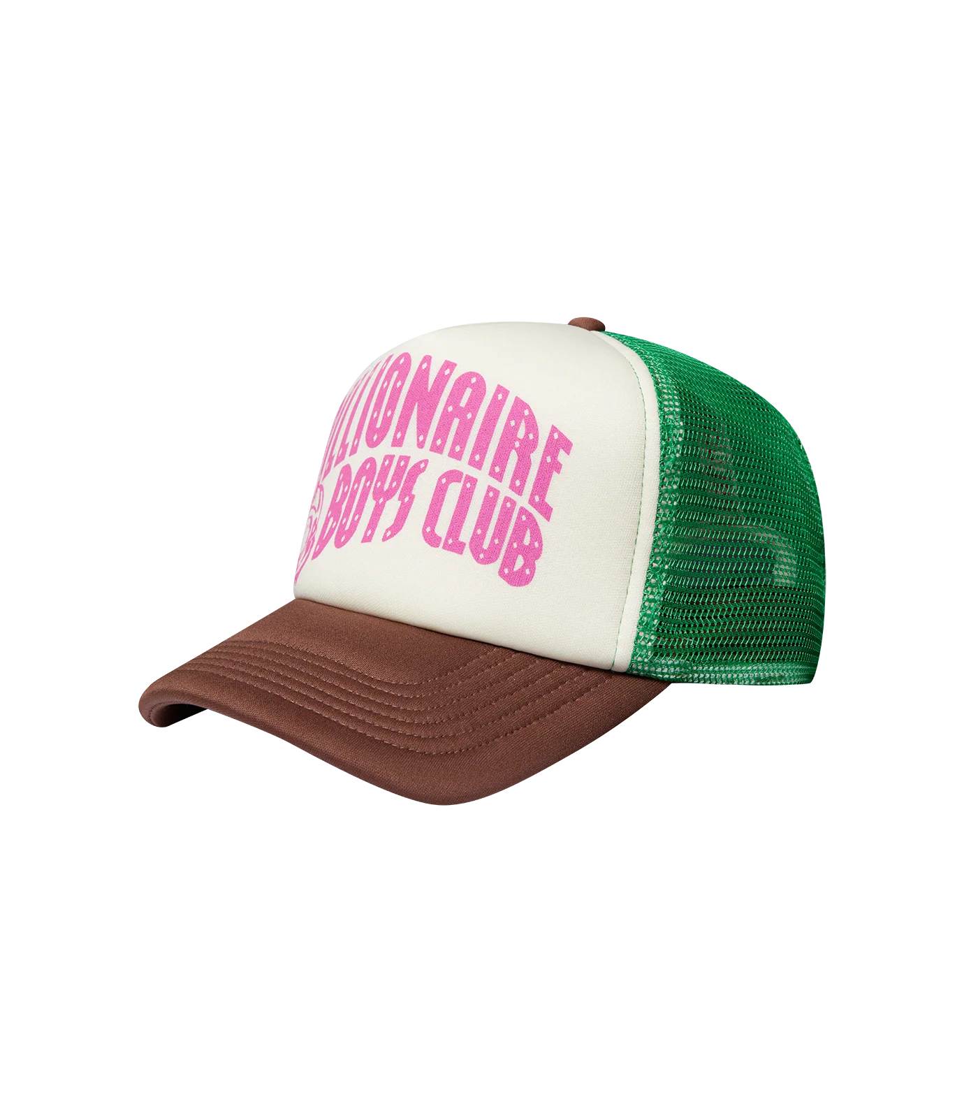 CONTRAST ARCH LOGO MESH TRUCKER CAP - ECRU/BROWN