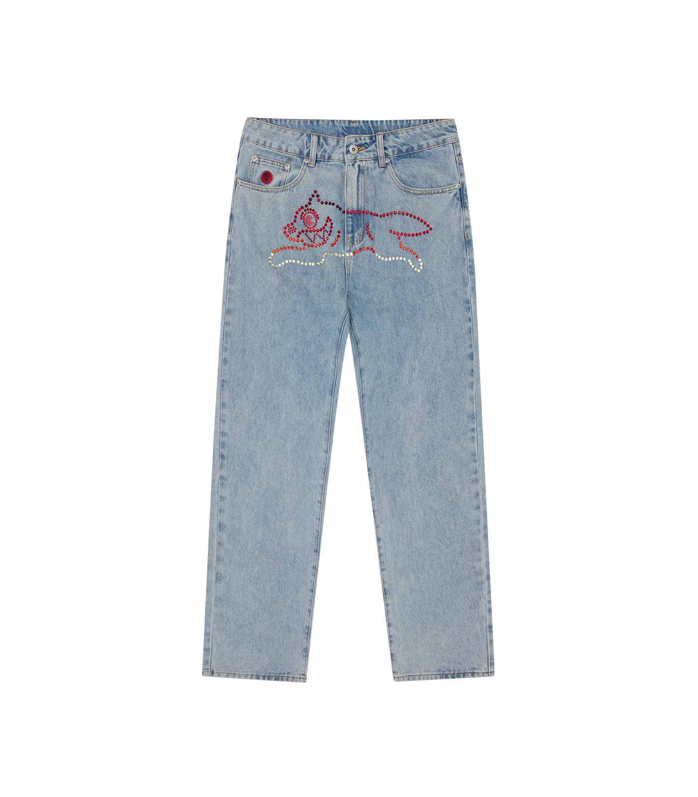 CRYSTAL RUNNING DOG DENIM PANT - LIGHT WASH BLUE