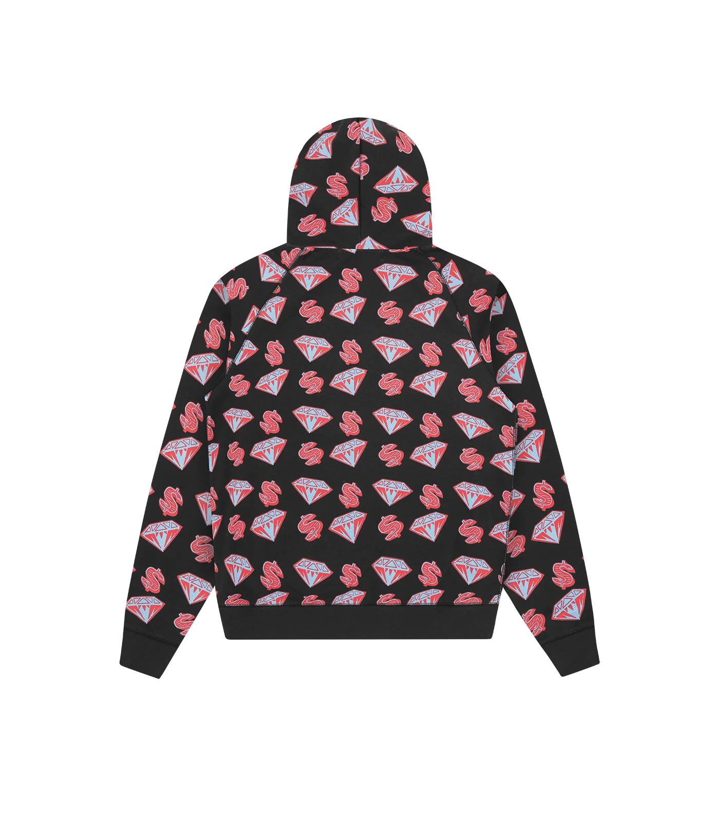 DIAMONDS & DOLLARS ZIP THROUGH HOOD - BLACK - Image 2