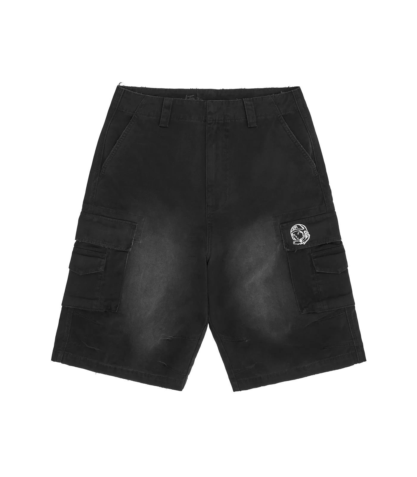 DISTRESSED OVERSIZED CARGO SHORTS - WASHED BLACK
