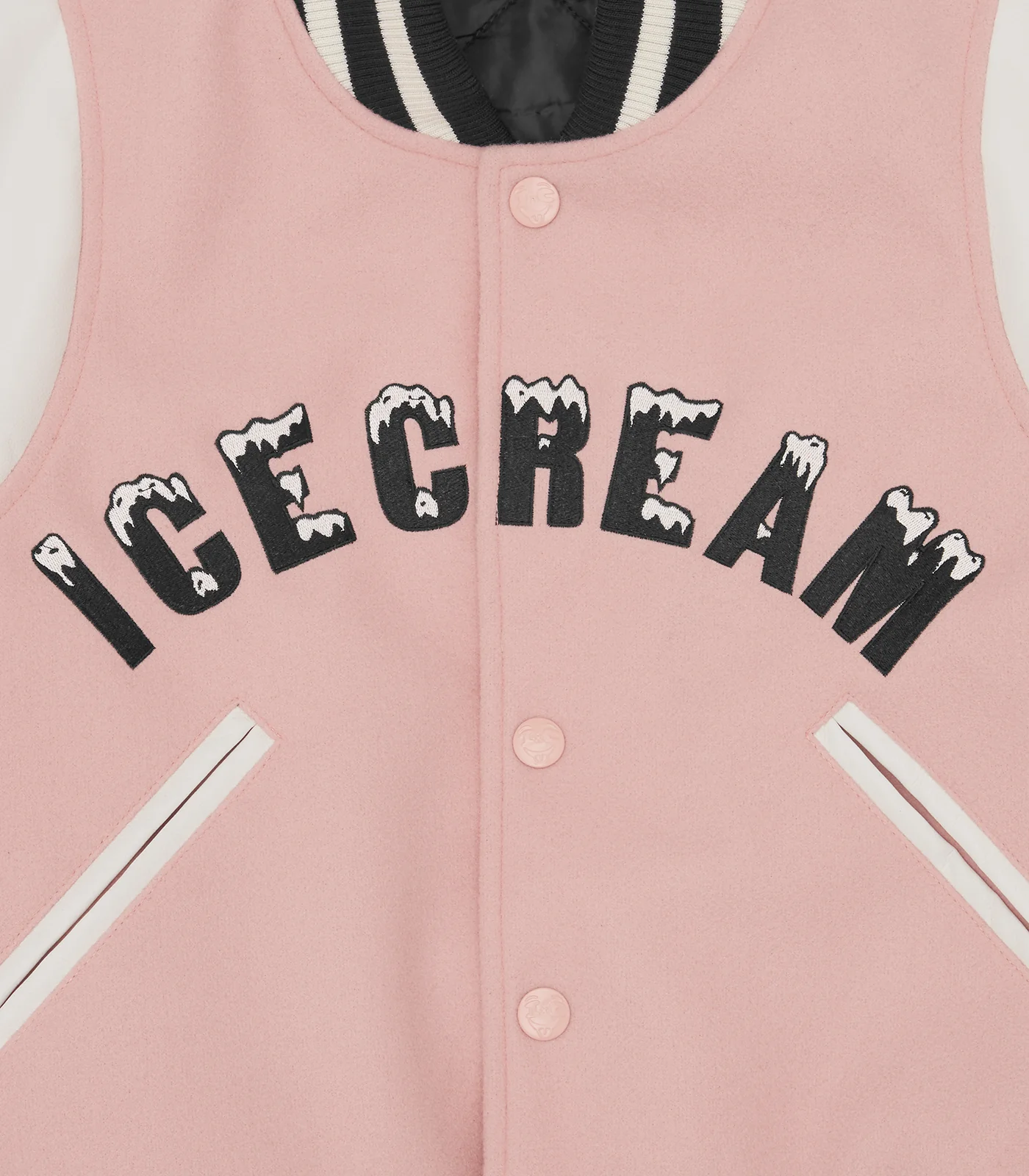 DRIPPY CROPPED VARSITY JACKET - PINK - Image 5