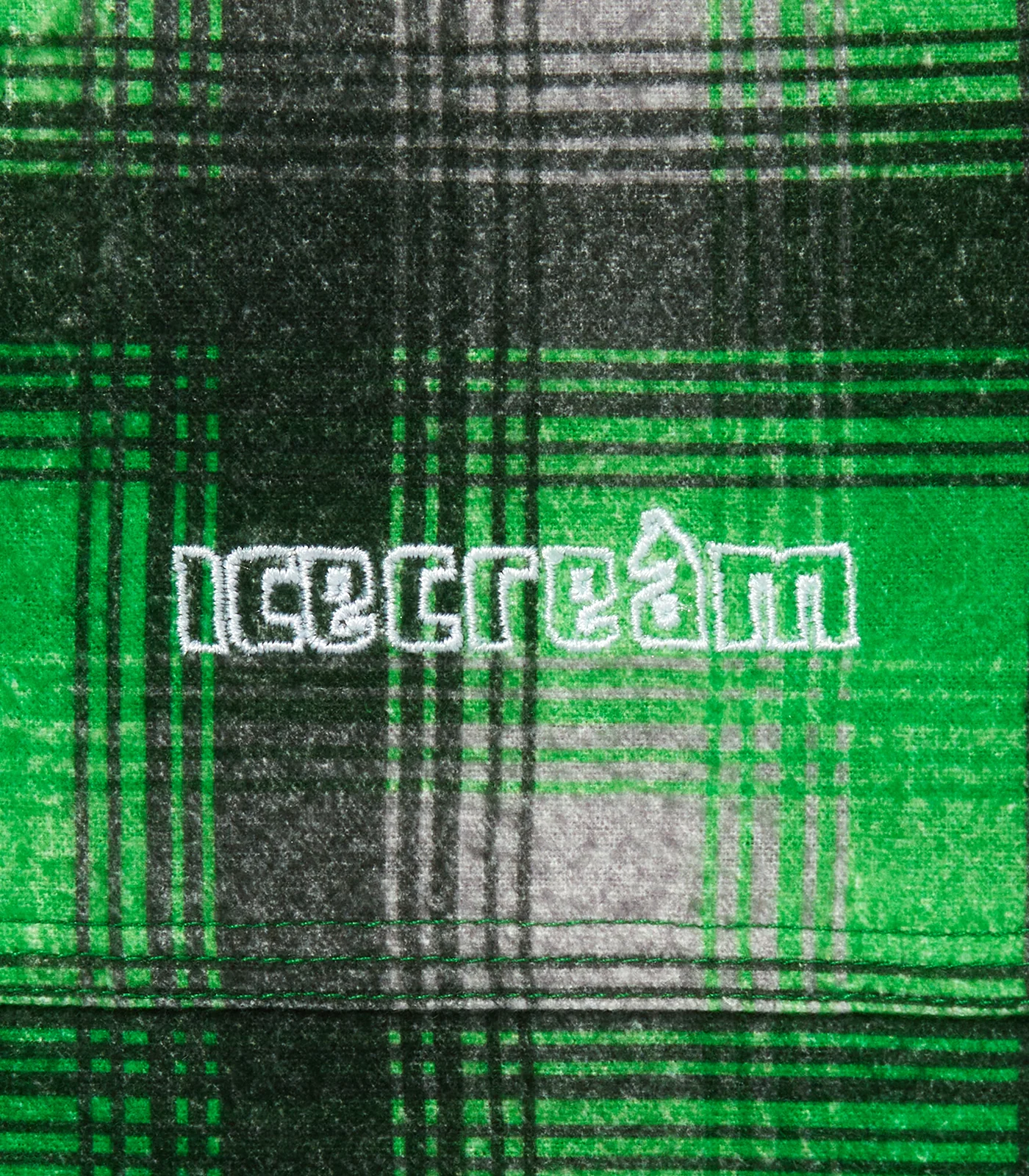 EMBROIDERED LOGO BUGGY FLANNEL CHECK JACKET - GREY/GREEN - Image 3