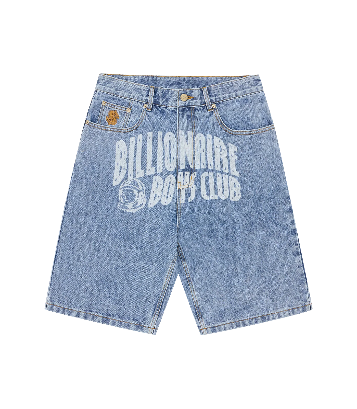 FADED ARCH LOGO DENIM SHORTS - LIGHT WASH BLUE