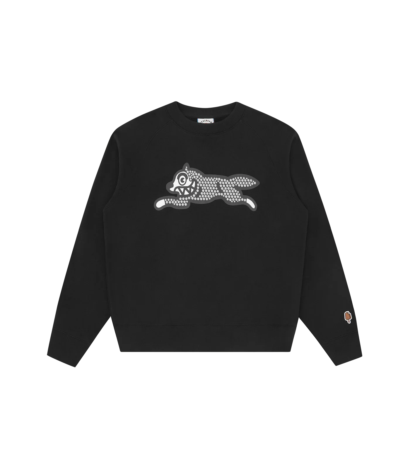 GLITTER RUNNING DOG CREWNECK - BLACK
