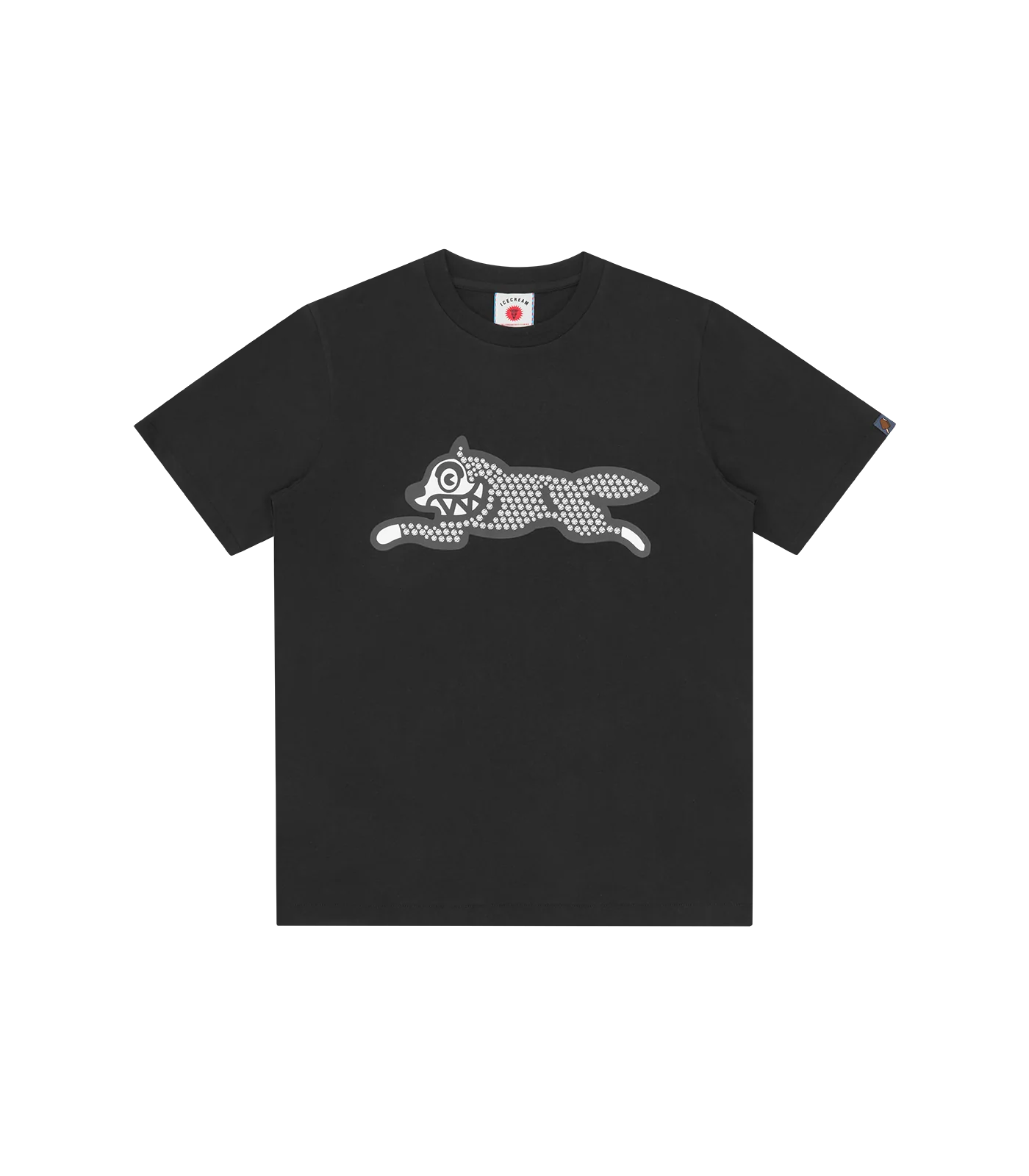 GLITTER RUNNING DOG T-SHIRT - BLACK