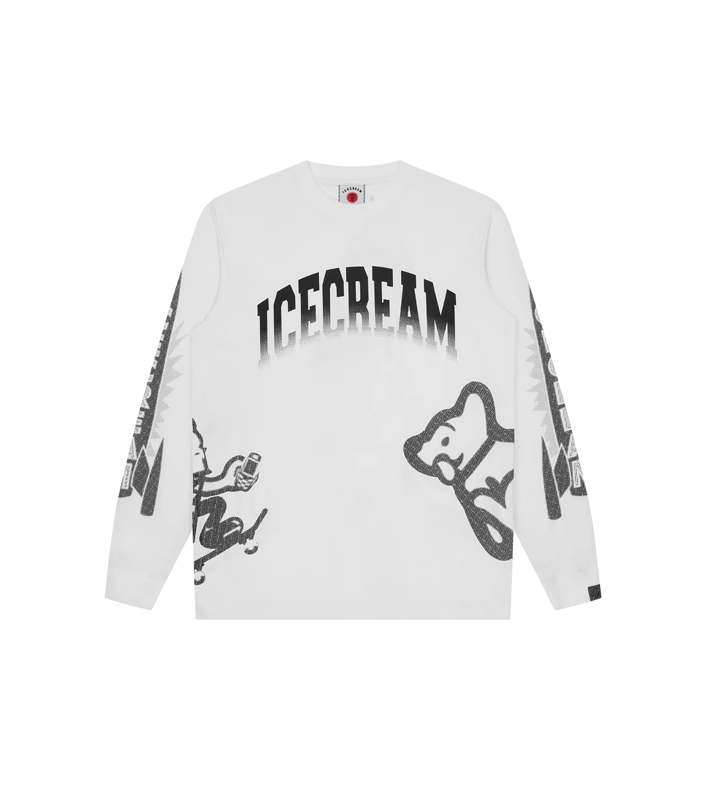 HALFTONE MULTI LOGO L/S T-SHIRT - WHITE