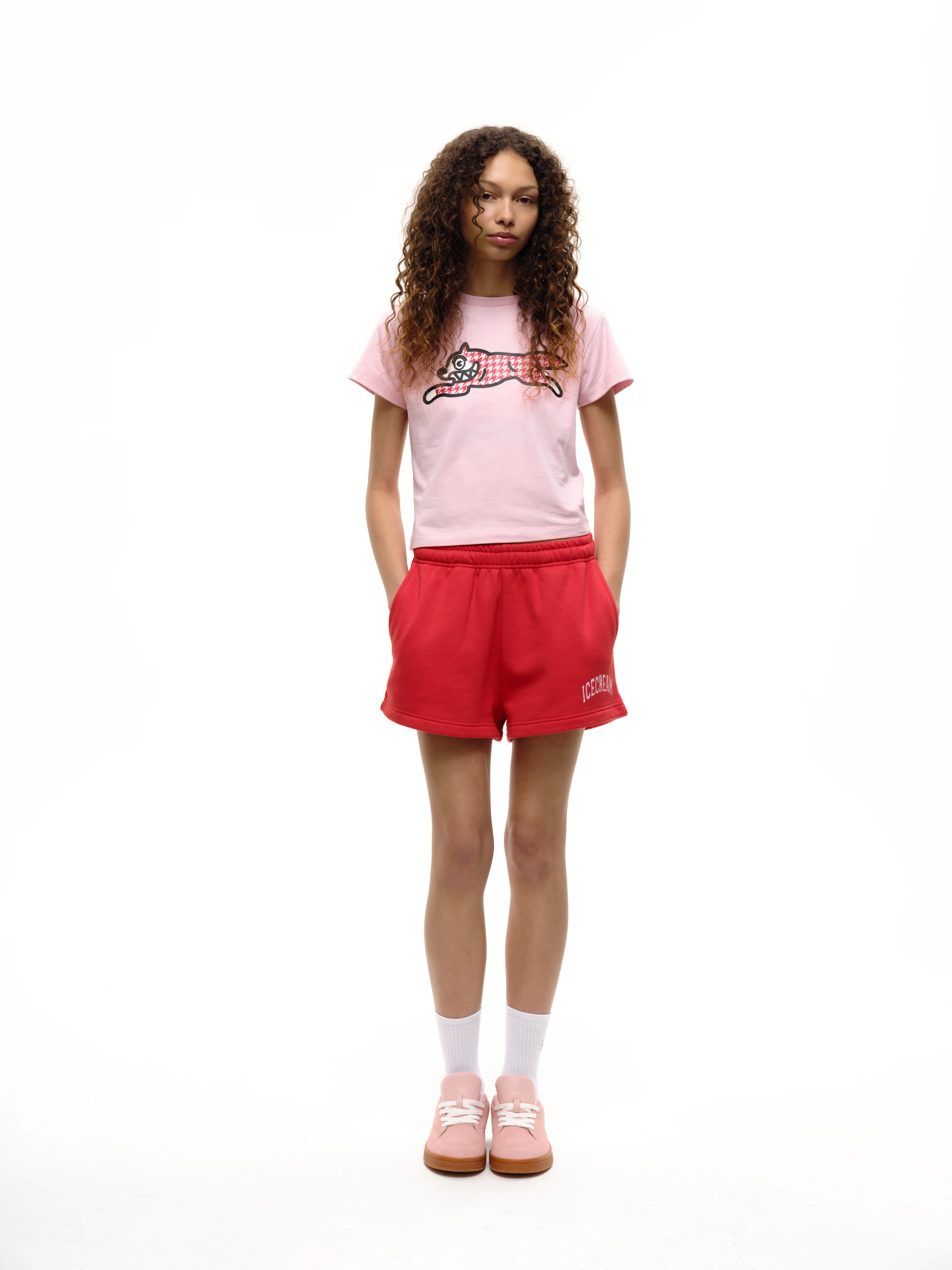 HOUNDSTOOTH RUNNING DOG BABY TEE - PINK - Image 3