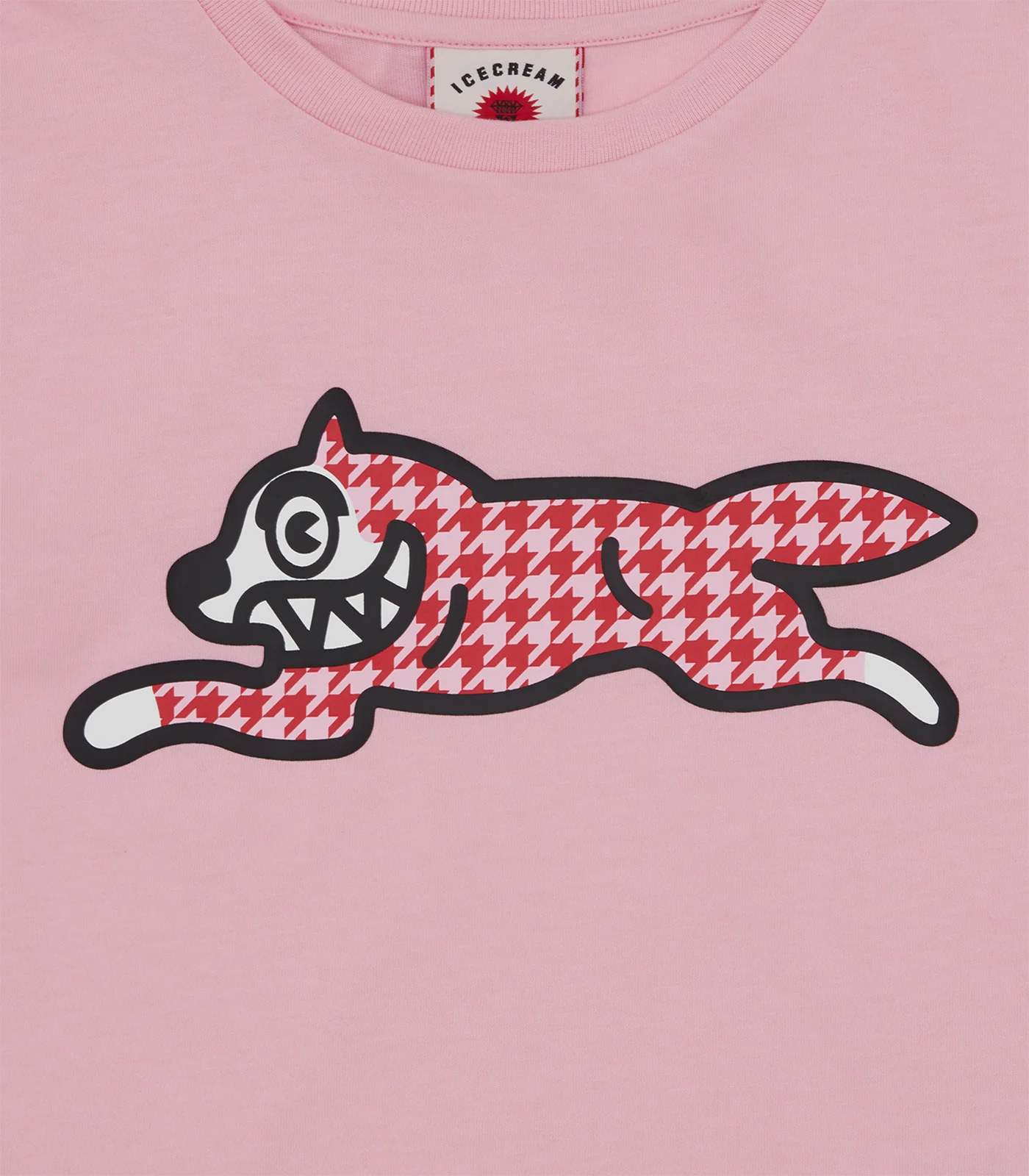 HOUNDSTOOTH RUNNING DOG BABY TEE - PINK - Image 4