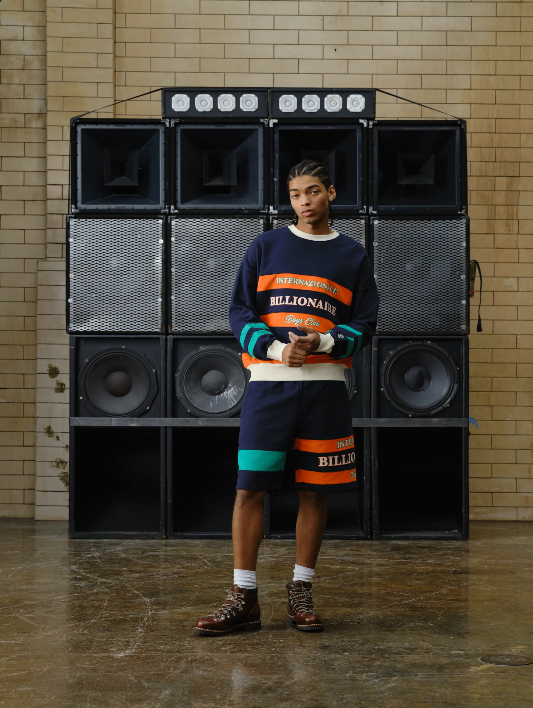 INTERNAZIONALE PANELLED SWEATSHORTS - NAVY - Image 3