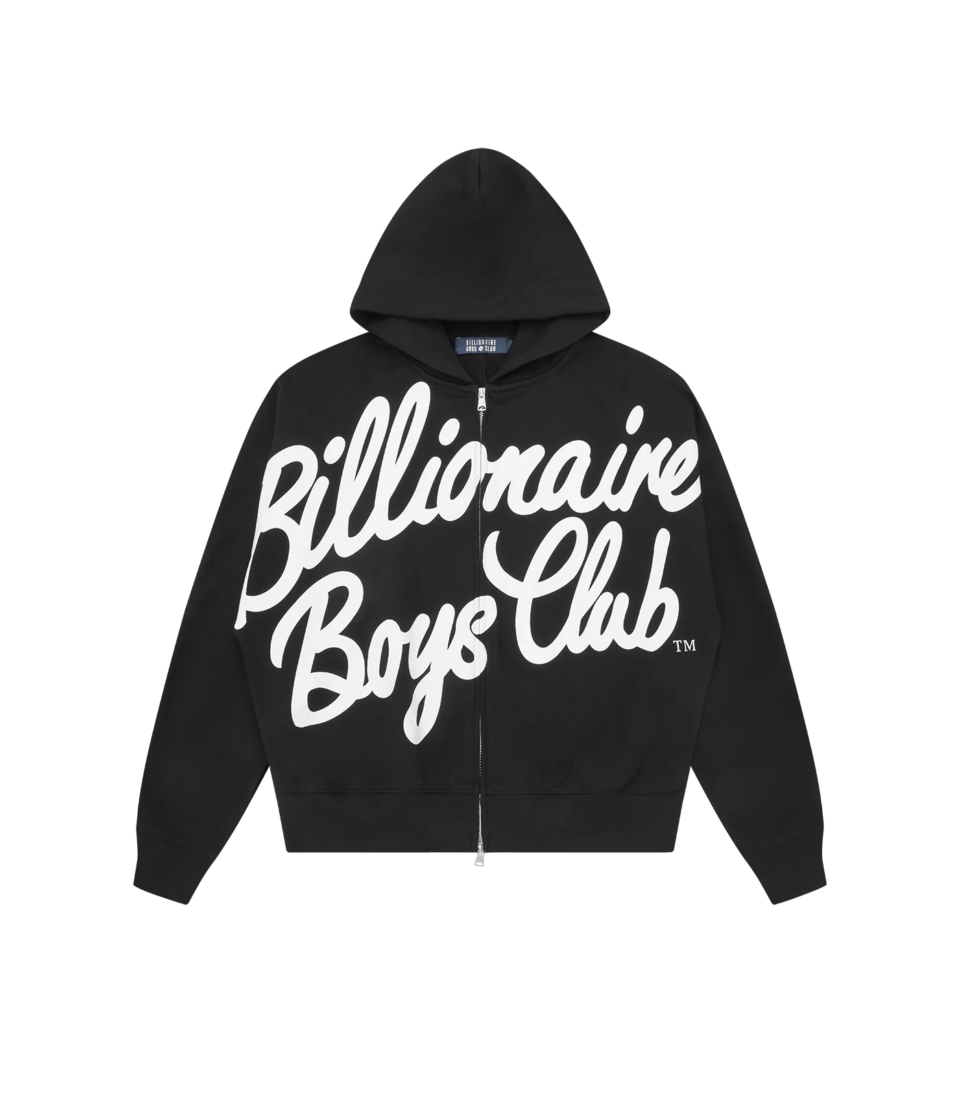 LARGE SCRIPT LOGO ZIP THROUGH KIMONO HOOD - BLACK