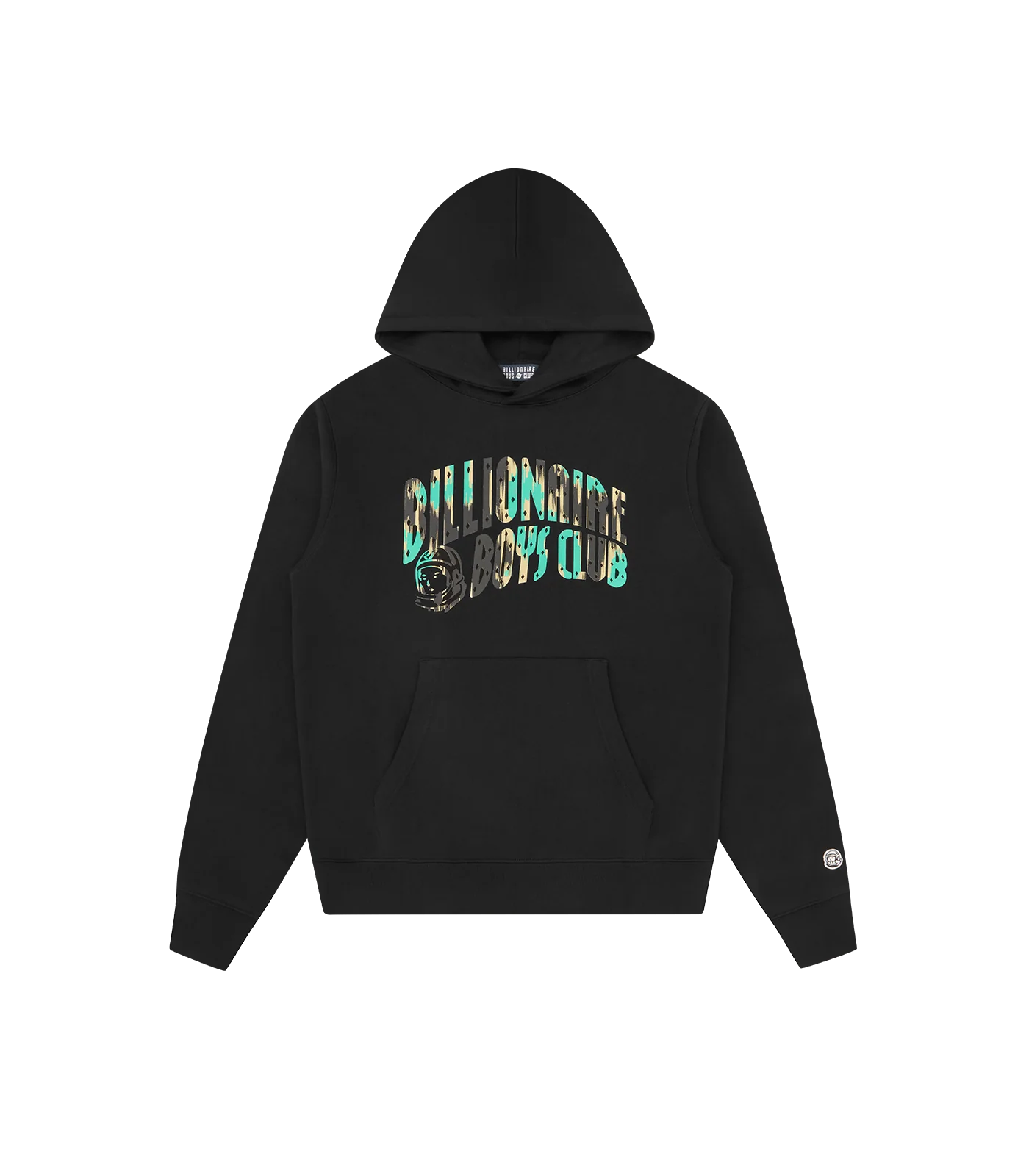 LEOPARD CAMO ARCH LOGO POPOVER HOOD - BLACK