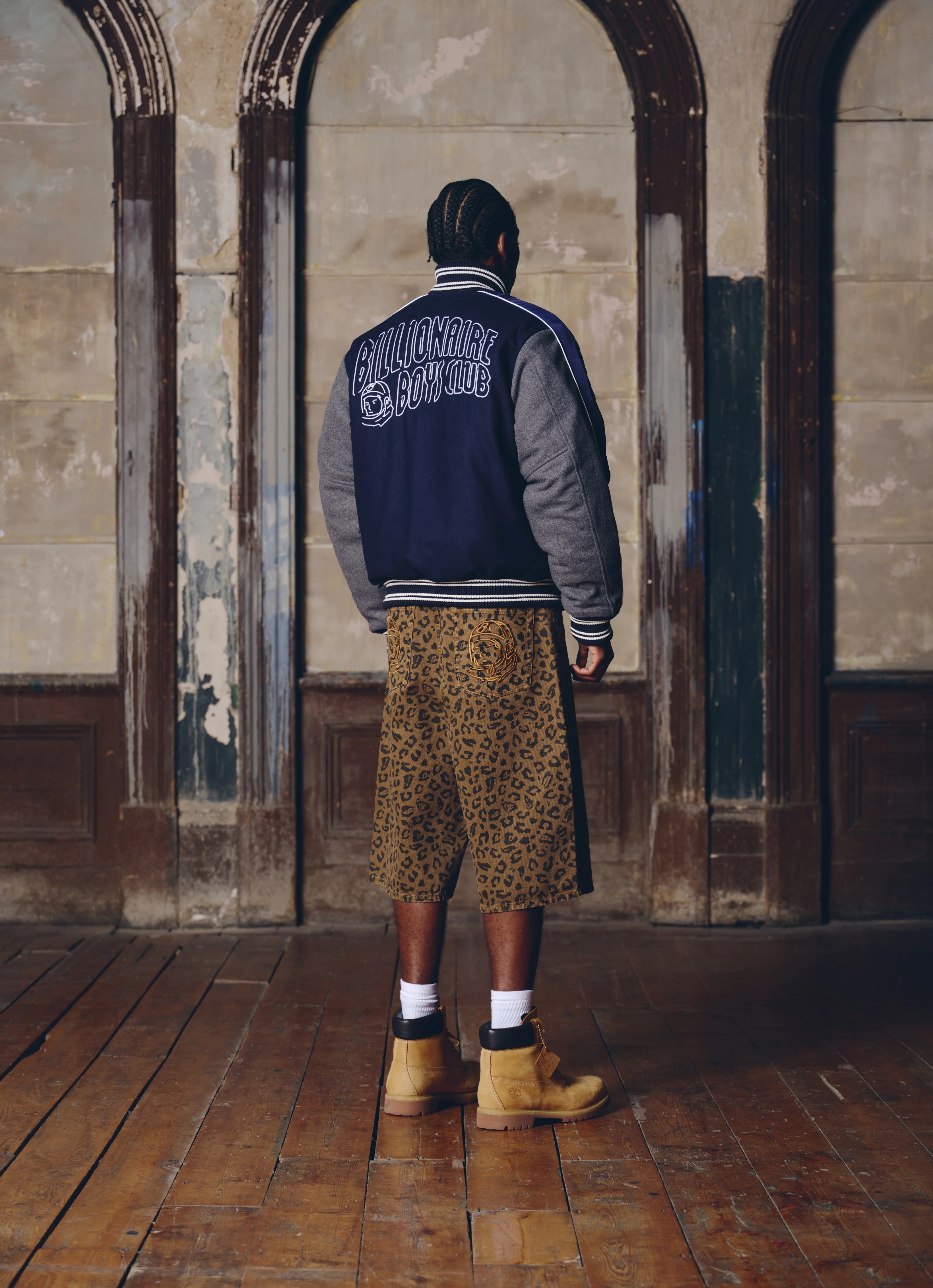 NEON ARCH LOGO VARSITY JACKET - NAVY - Image 3