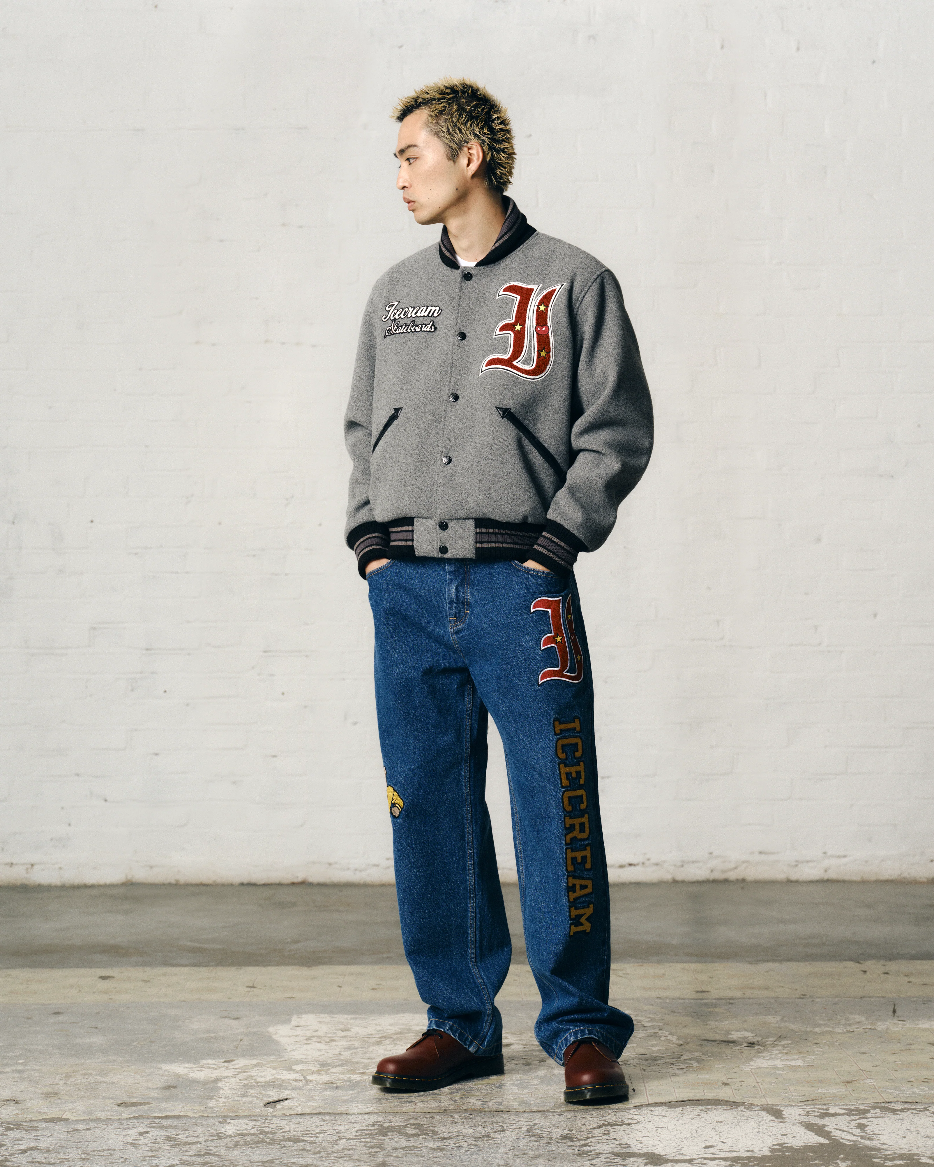 MASCOT VARSITY JACKET - GREY - Image 3