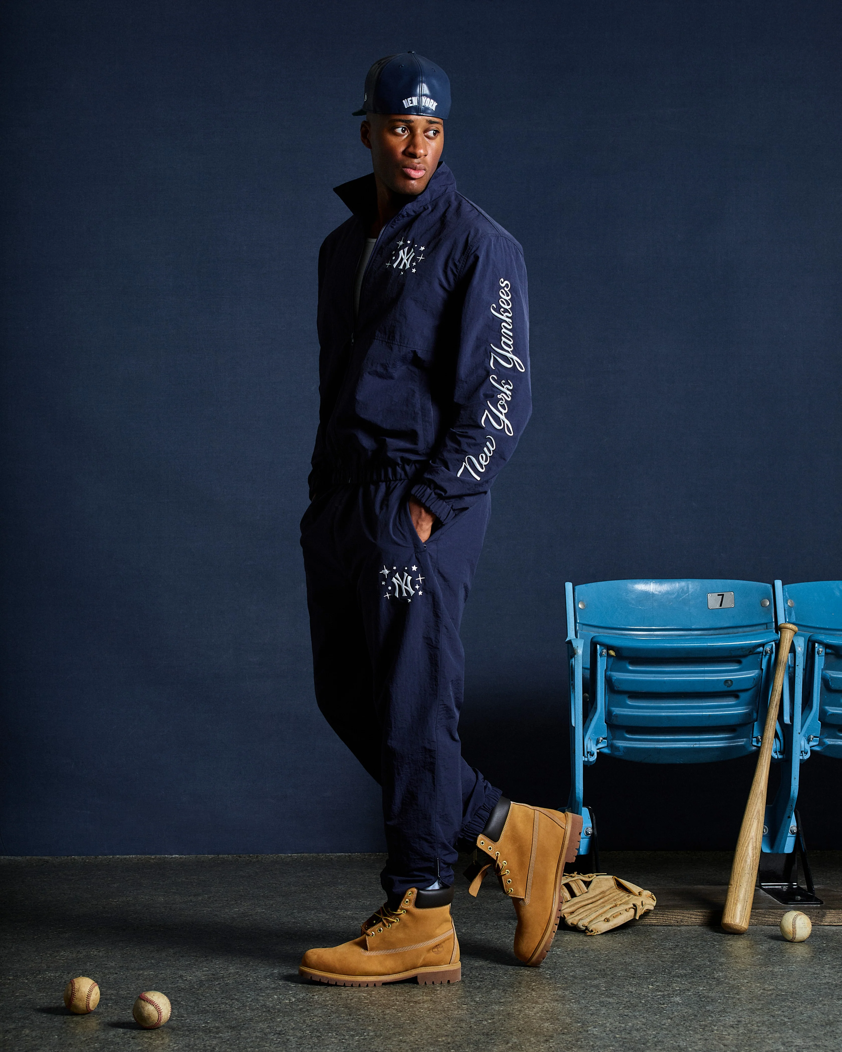 NYY NYLON WINDBREAKER - NAVY - Image 4