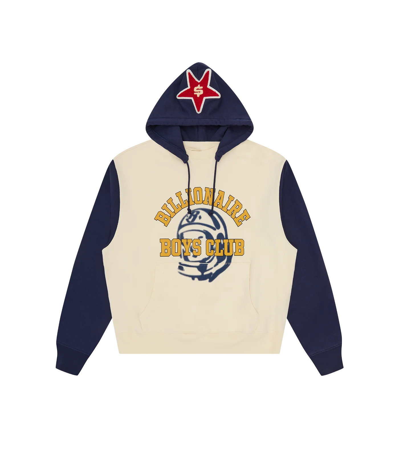 OVERSIZED DOUBLE PRINT POPOVER HOOD - NAVY/ECRU