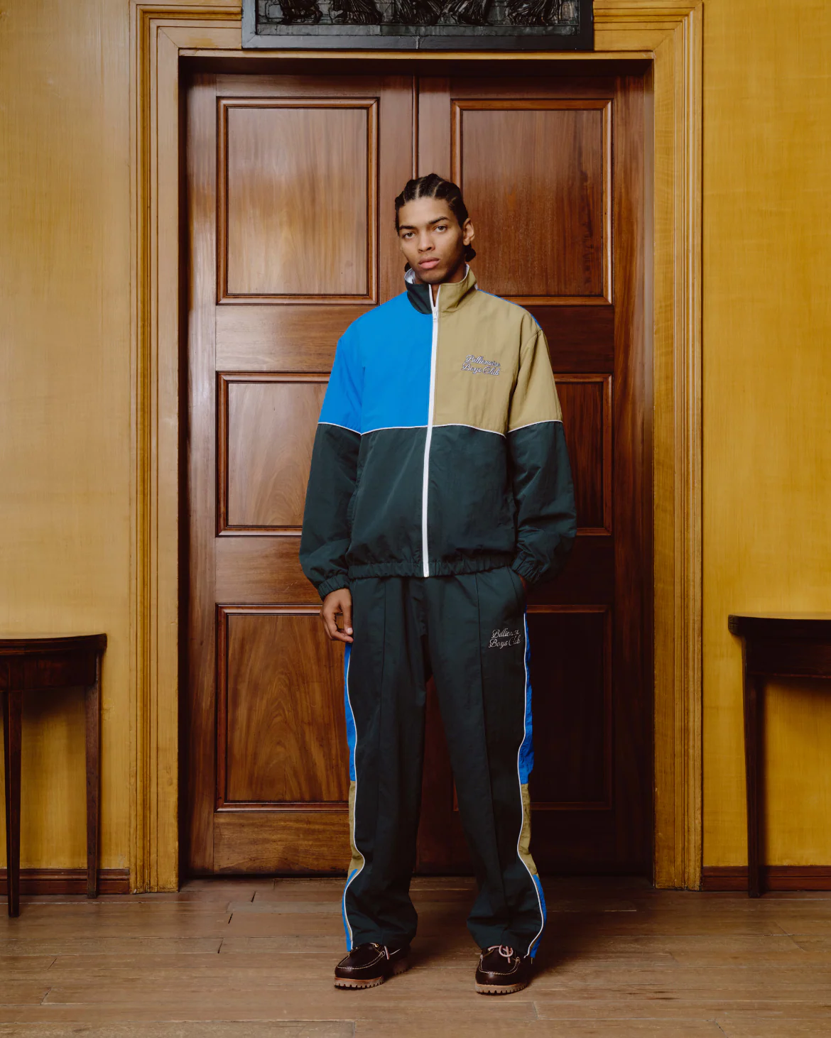 PANELLED NYLON TRACK PANT - DARK GREEN - Image 3