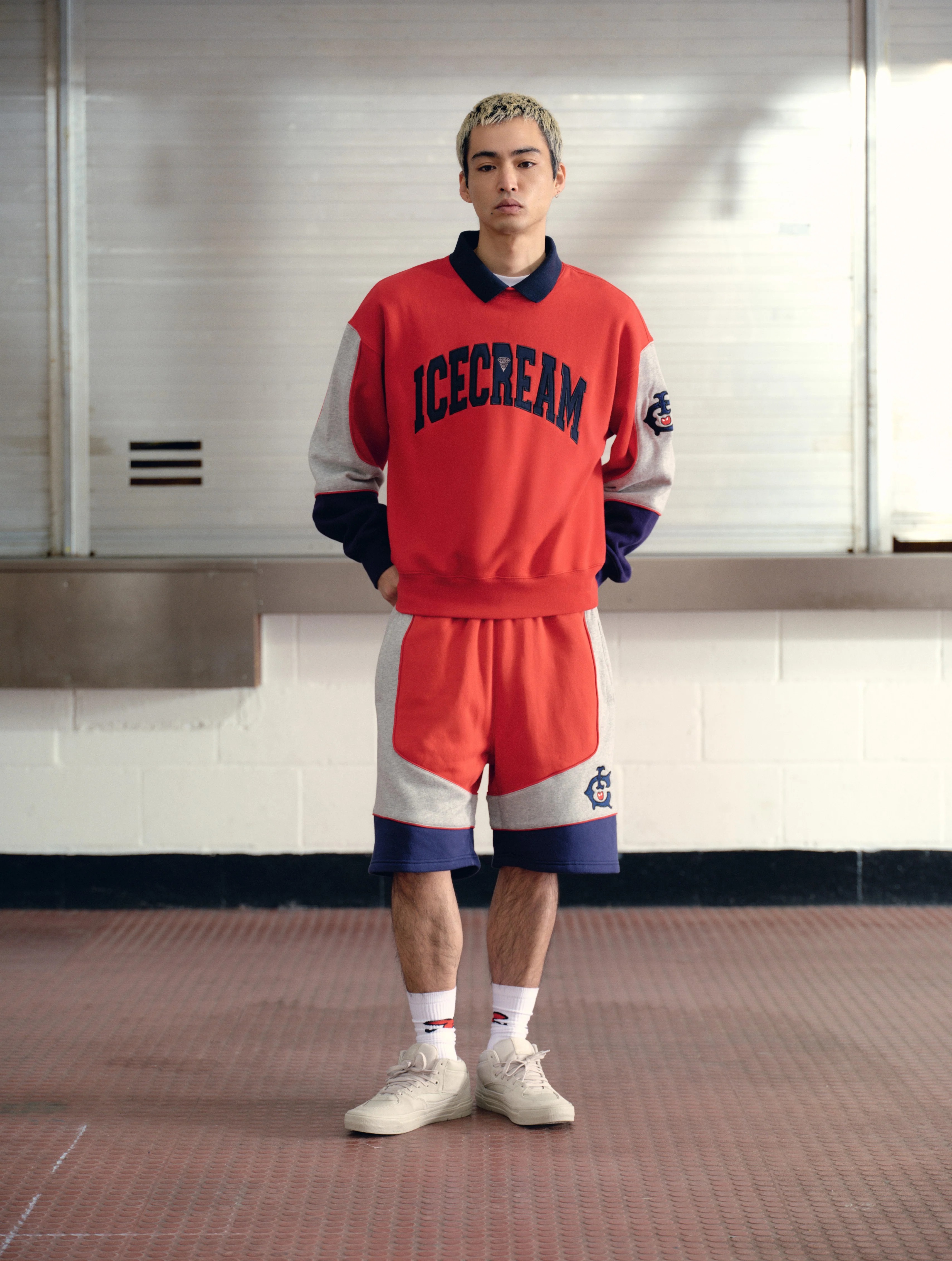 COLLARED WARM UP SWEATSHIRT - RED - Image 2