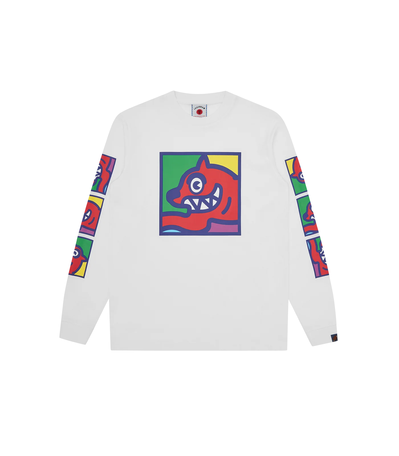 POP ART RUNNING DOG L/S T-SHIRT - WHITE