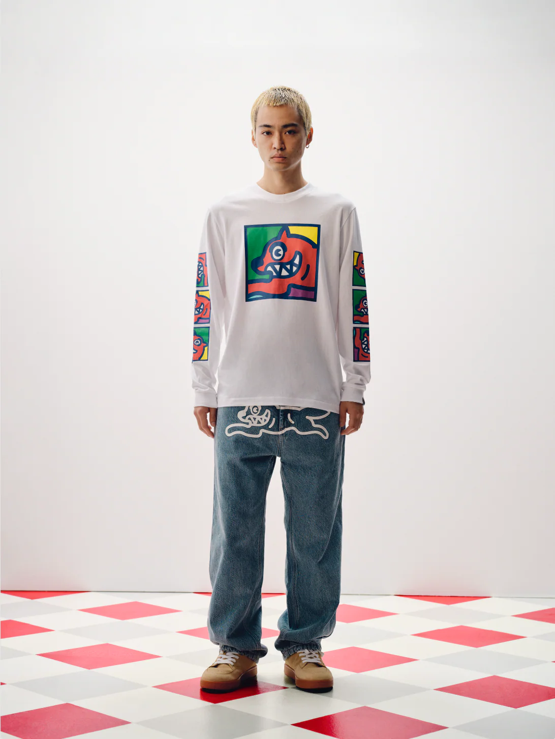 POP ART RUNNING DOG L/S T-SHIRT - WHITE - Image 3