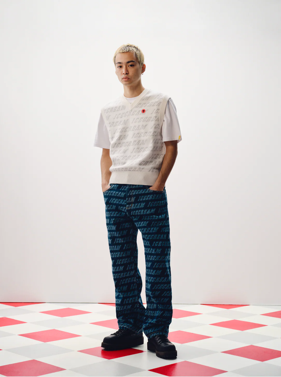 REPEAT LOGO DOUBLE SCOOP DENIM PANT - INDIGO - Image 5
