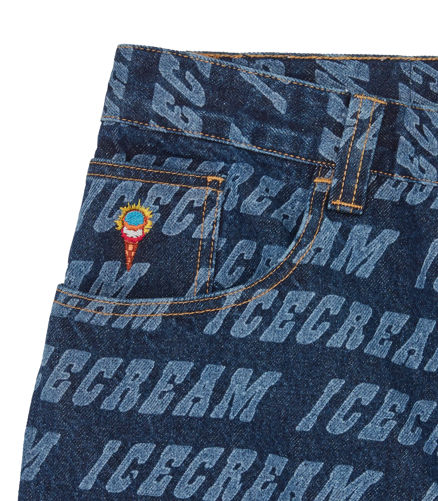 REPEAT LOGO DOUBLE SCOOP DENIM PANT - INDIGO - Image 6