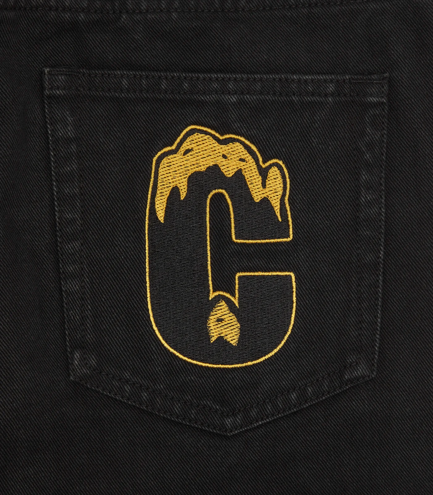 RHINESTONE RUNNING DOG DENIM PANTS - BLACK - Image 5