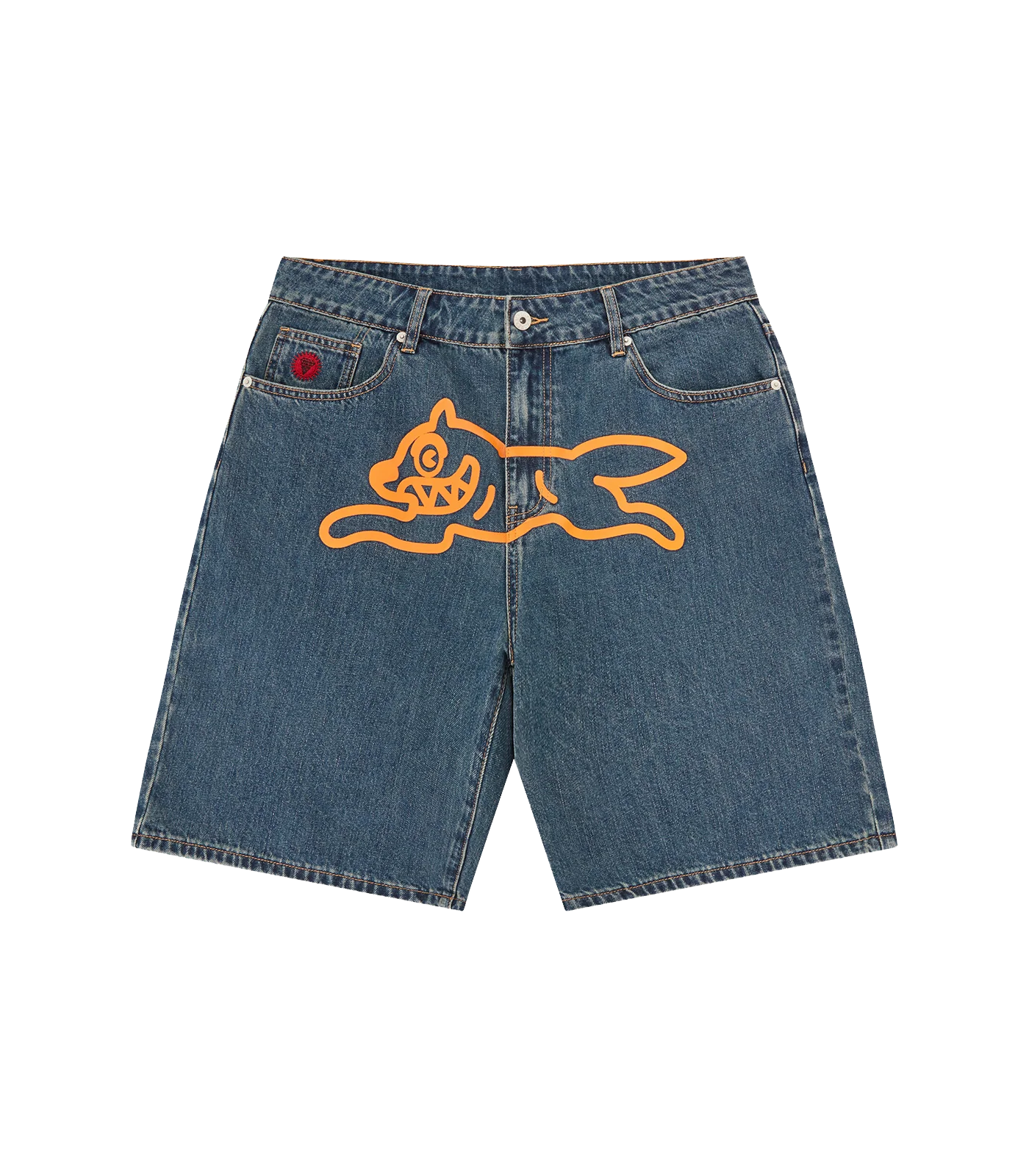 RUNNING DOG DENIM SHORTS - MID WASH BLUE