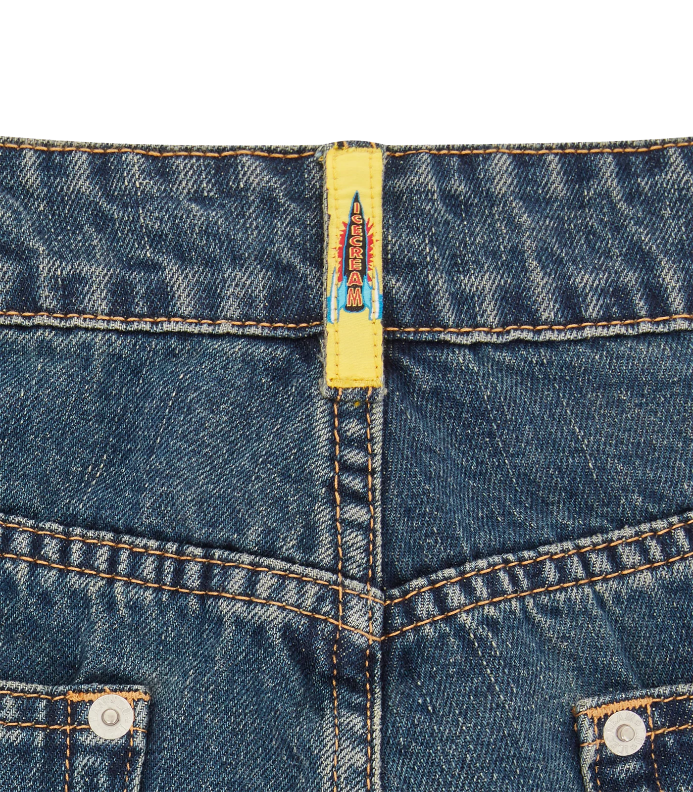 RUNNING DOG DENIM SHORTS - MID WASH BLUE - Image 7