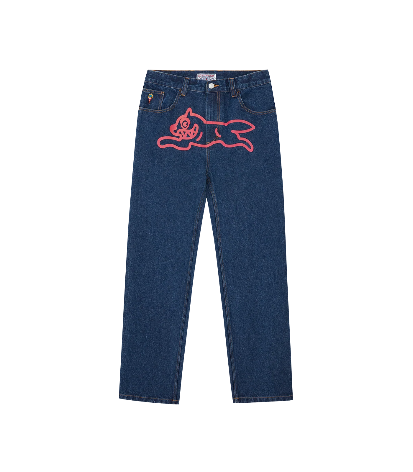 RUNNING DOG DOUBLE SCOOP DENIM PANT - MID WASH BLUE