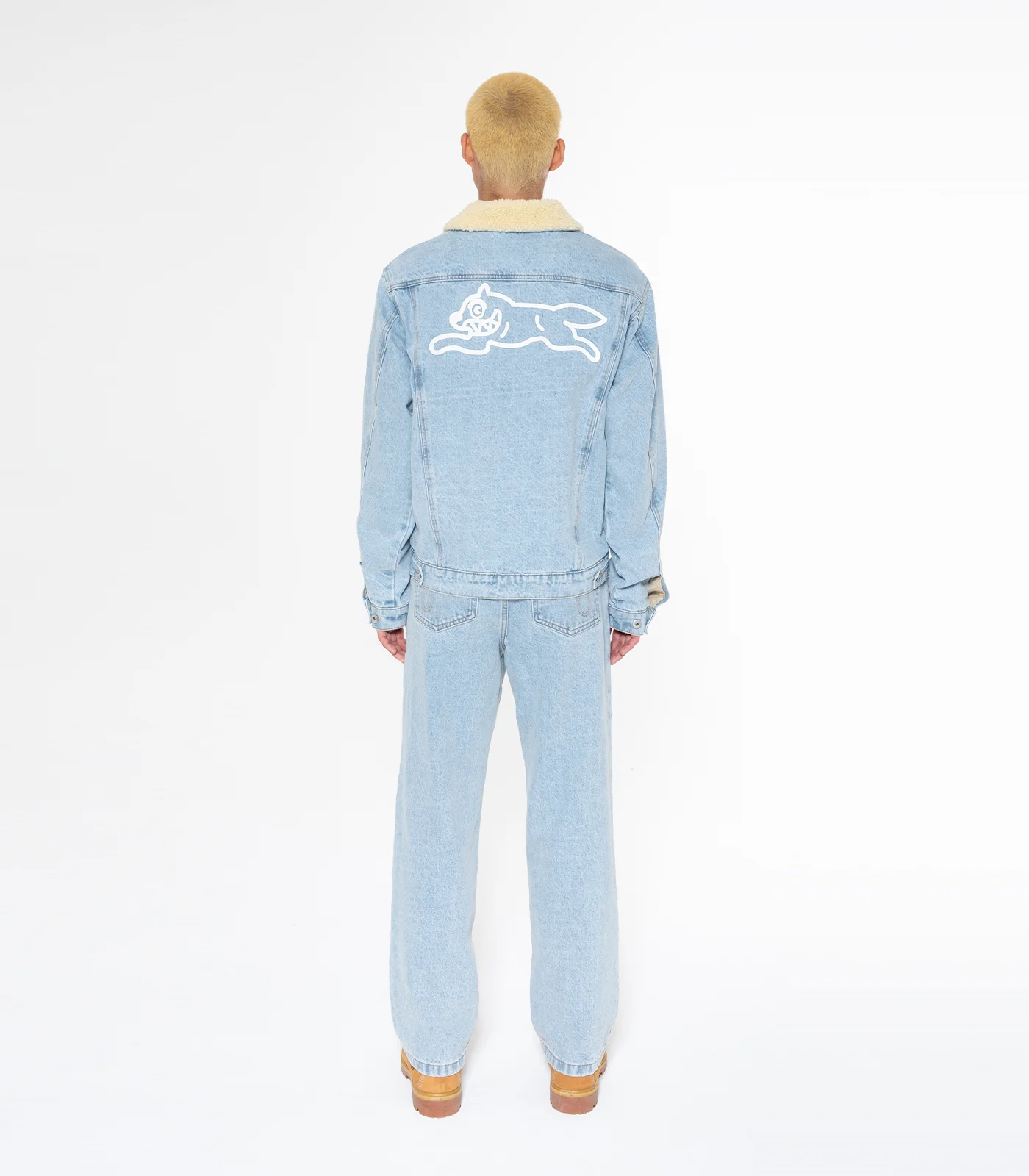 RUNNING DOG SHERPA TRUCKER JACKET - HEAVY WASH BLUE - Image 3