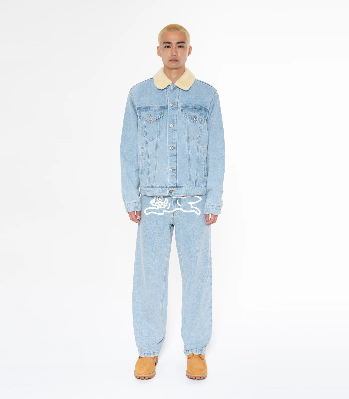 RUNNING DOG SHERPA TRUCKER JACKET - HEAVY WASH BLUE - Image 4