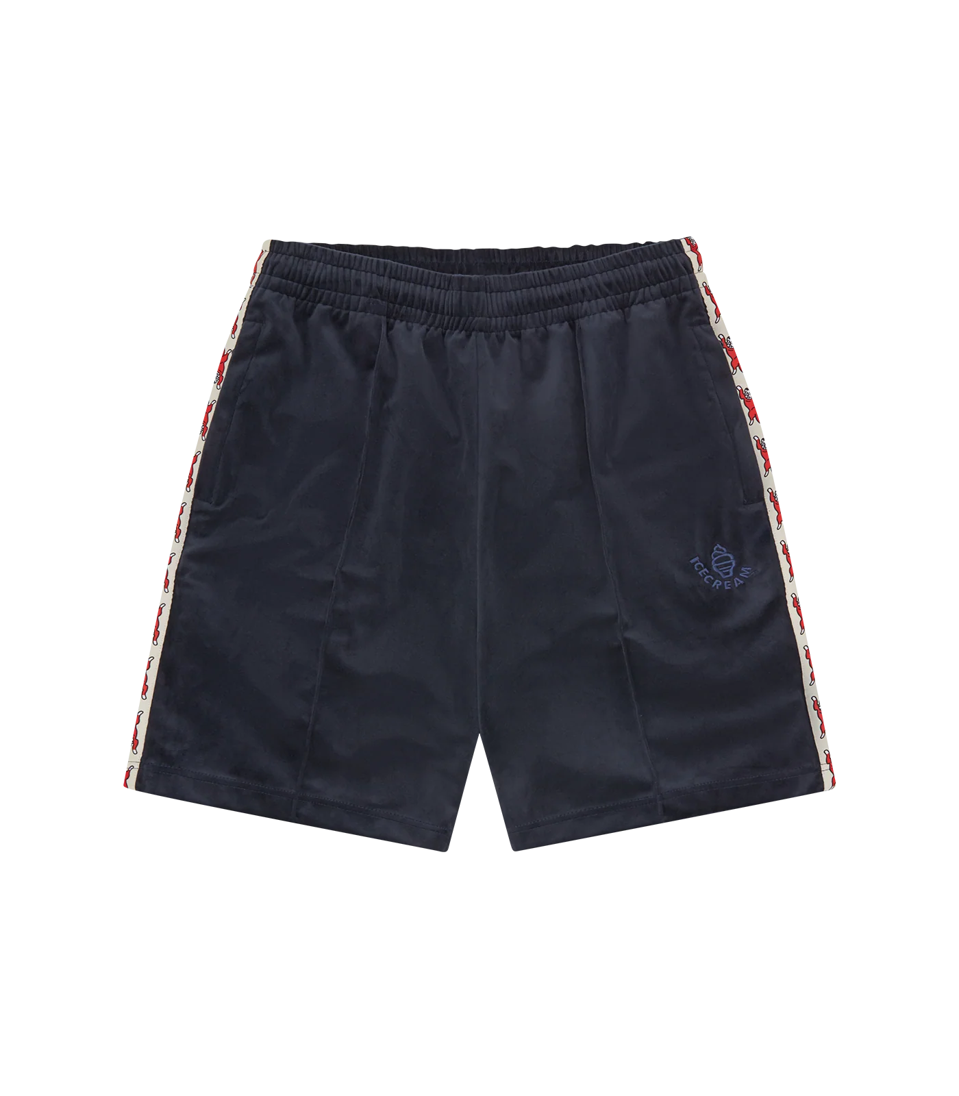 RUNNING DOG TAPED VELOUR TRACK SHORTS - NAVY