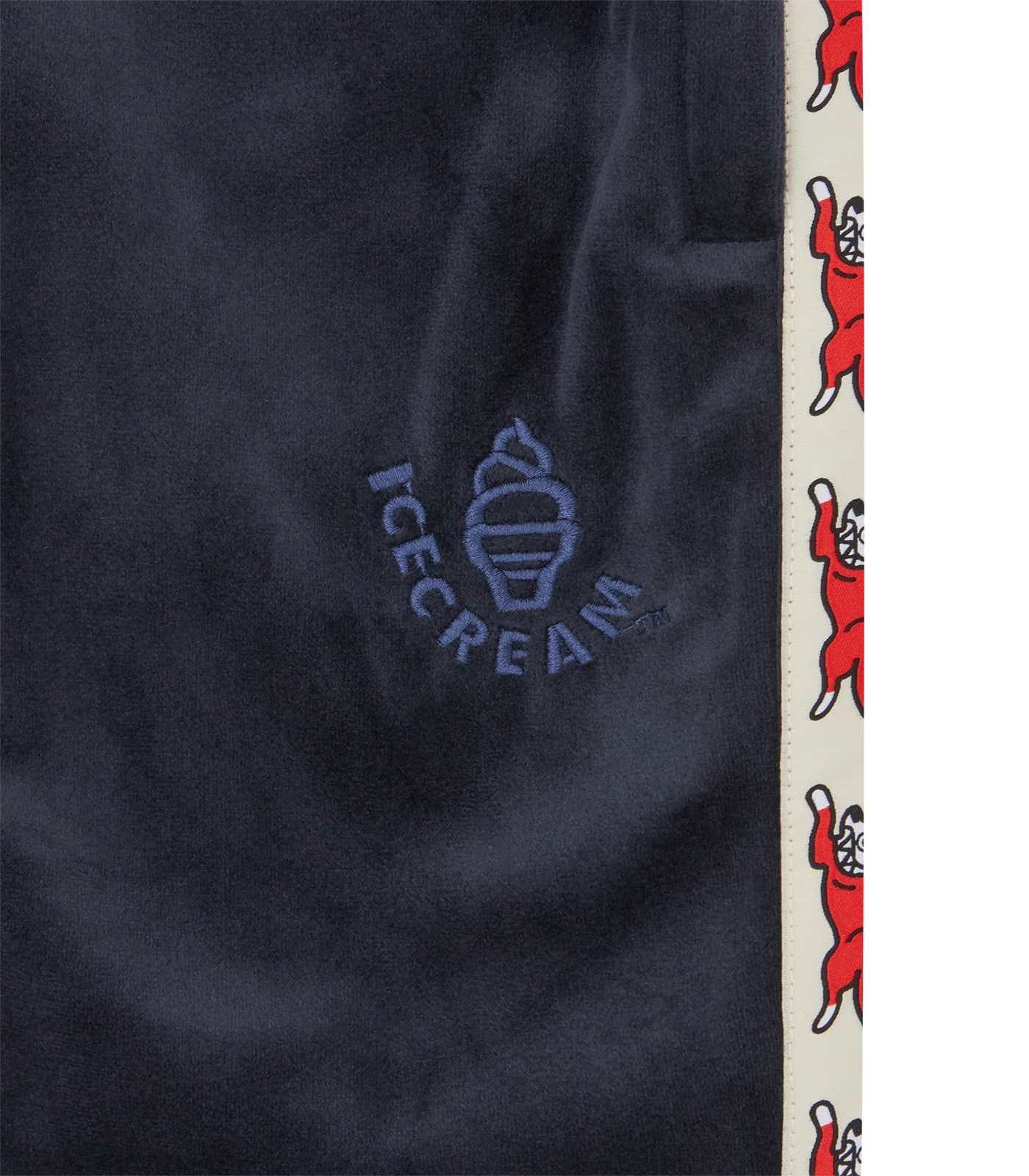 RUNNING DOG TAPED VELOUR TRACK SHORTS - NAVY - Image 4