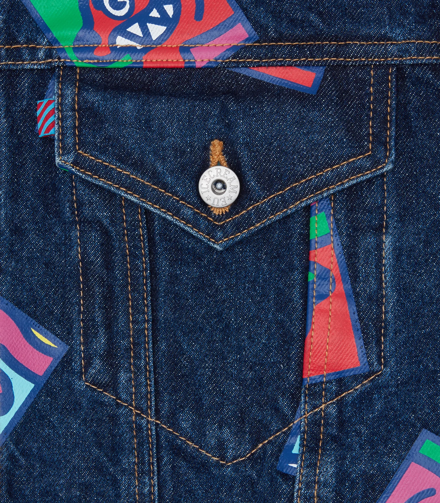 RUNNING DOG TILE DENIM TRUCKER JACKET - INDIGO - Image 3
