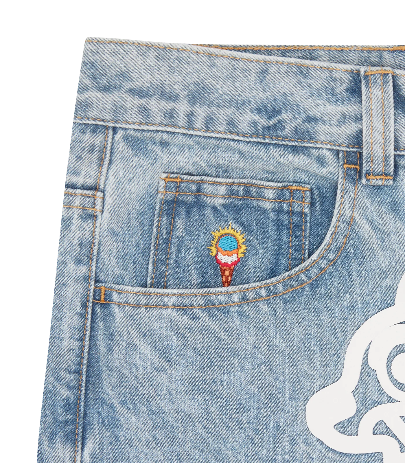 RUNNING DOG TRIPLE SCOOP DENIM PANT - HEAVY WASH BLUE - Image 4