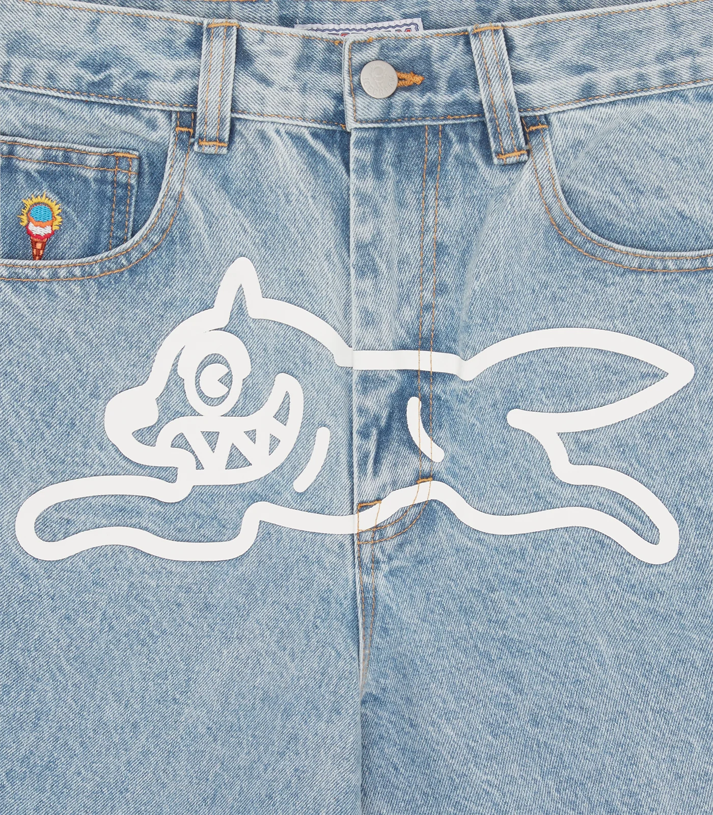 RUNNING DOG TRIPLE SCOOP DENIM PANT - HEAVY WASH BLUE - Image 5