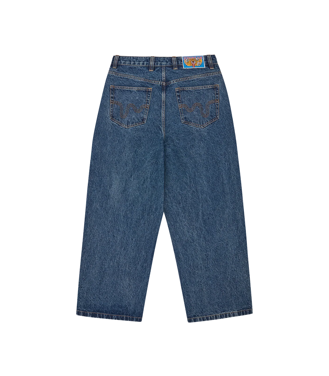 RUNNING DOG TRIPLE SCOOP DENIM PANT - MID WASH BLUE - Image 2